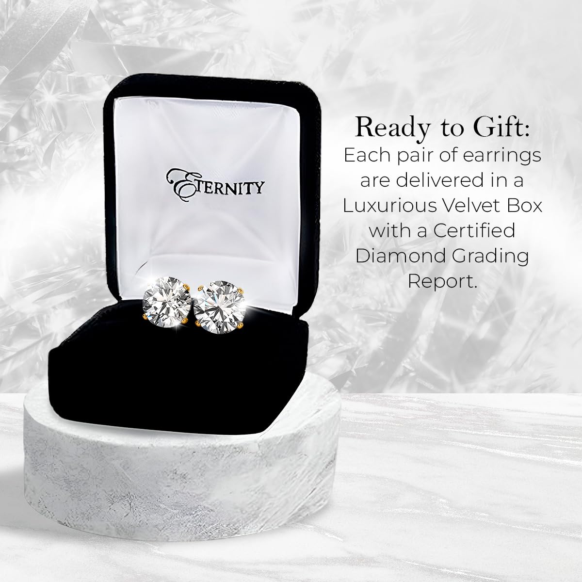 Certified 4.0 Carat Lab Grown Diamond Earrings in 14K Yellow Gold, H/SI Color/Clarity, Premium Collection of Diamond Stud Earrings for Women and Men, Quality Studs Made in USA