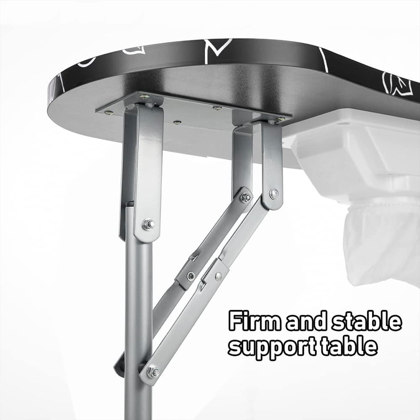 LEIBOU Professional 35''L Portable & Foldable Manicure Table Nail Technician Desk Workstation Salon Spa with Magnifier USB LED Lamp,Fan dust Collector,Sponge,Carrying Bag (Black Flower)