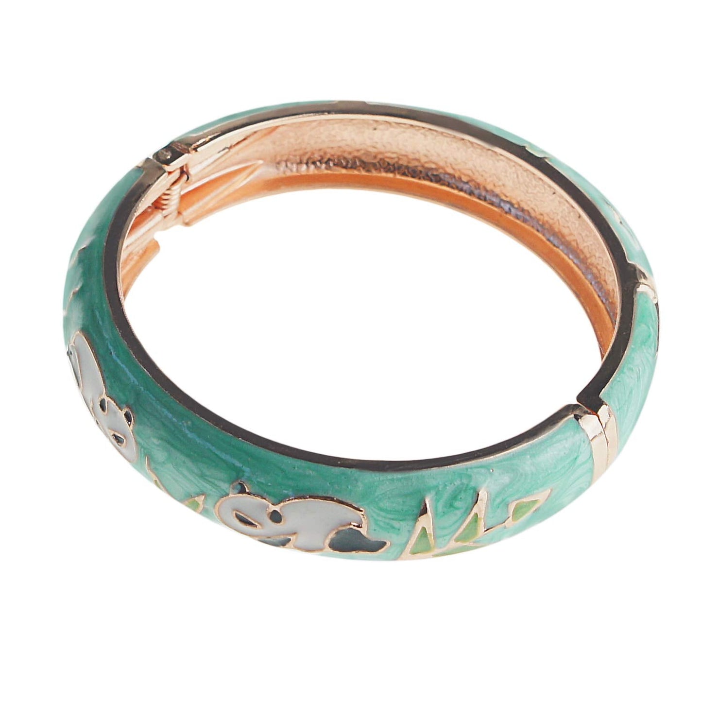 UJOY Cloisonne Bangles Gorgeous National Floral Panda Set Enameled Plated Handcrafted Bracelets Jewelry Gifts 55C43 Panda Green