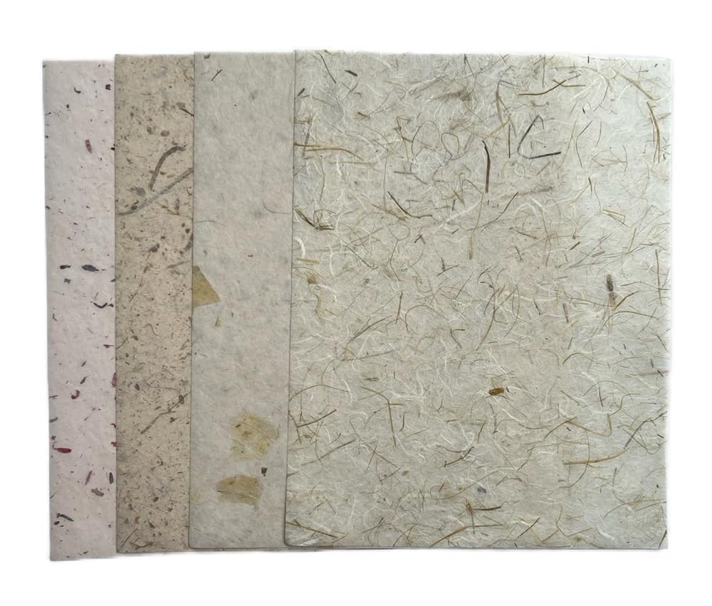 50 Sheets A4 Thin Natural Leaves Rice Straw Mulberry Paper Sheets Art Tissue Washi Paper Design Craft Art Origami Suppliers Card Making Writing (Natural leaves,Onion,etc,, A4)