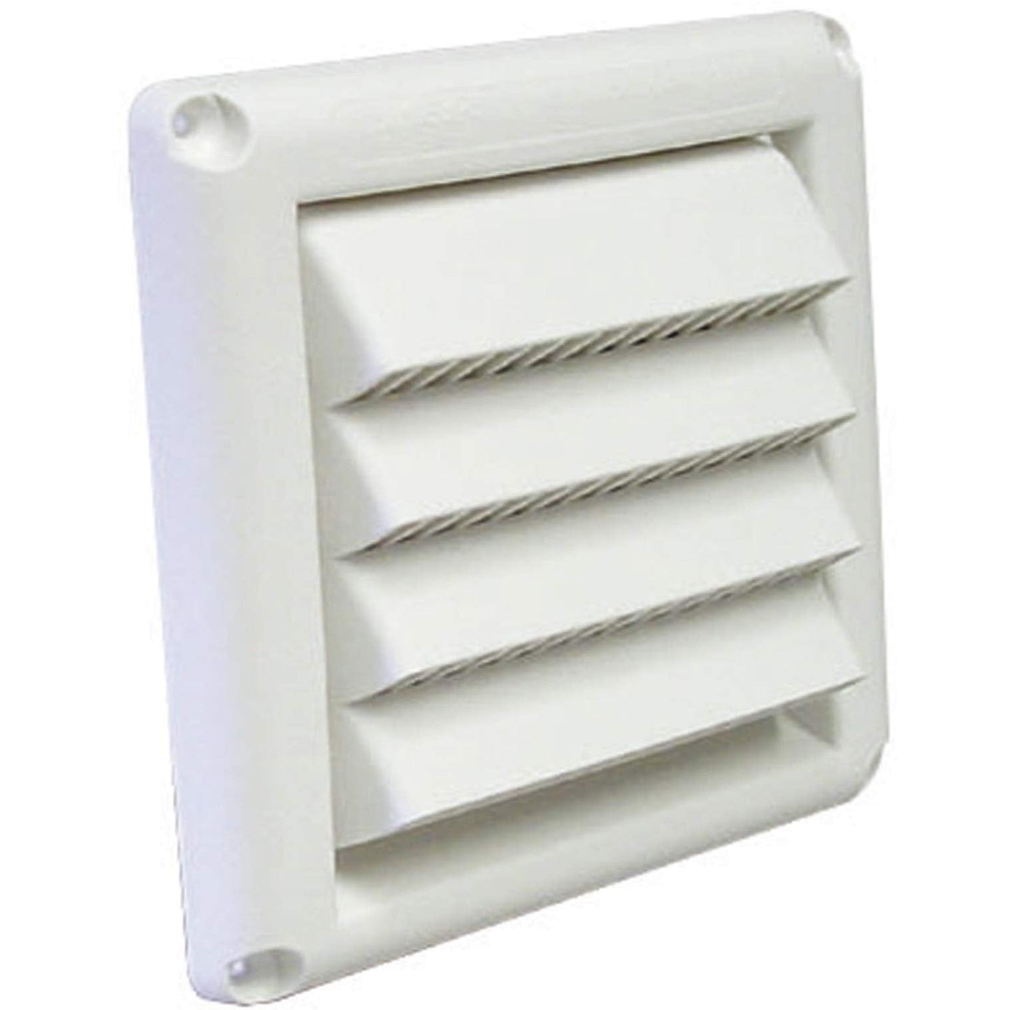 Deflecto Fresh Air Intake Vent Hood with Fixed Louvers for General Venting - Louvered Vent Cover, Weather-Resistant Plastic for Maximum Durability | 4 Inch - White (HSM4W/24)