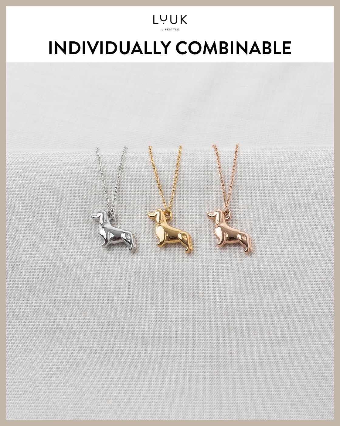 LUUK LIFESTYLE Cute Dog pendant necklace, 19 inches sturdy thin chain, waterproof, tarnish-free, stainless steel, Gift ideas for women, friend, daughter, dainty, trendy, casual, aesthetic (Gift Card)