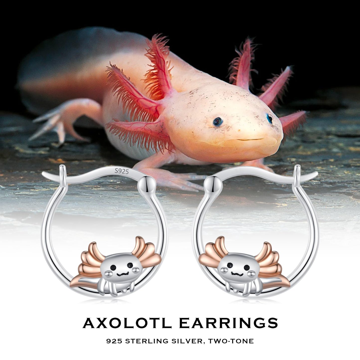 JUSTKIDSTOY Axolotl Earrings for Women Girls 925 Sterling Silver Hypoallergenic Cute Sea Creature Hoop Earrings Kawaii Axolotl Jewelry Graduation Gifts for Women Daughter Her