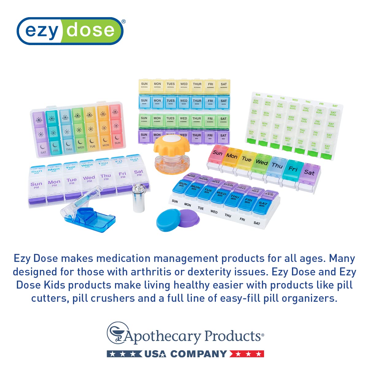 EZY DOSE Weekly (7-Day) Pill Case, Medicine Planner, Vitamin Organizer Box, Pop-Out Compartments, 4 Times a Day, Pocket Sized and Travel Friendly, Clear Lids, BPA Free