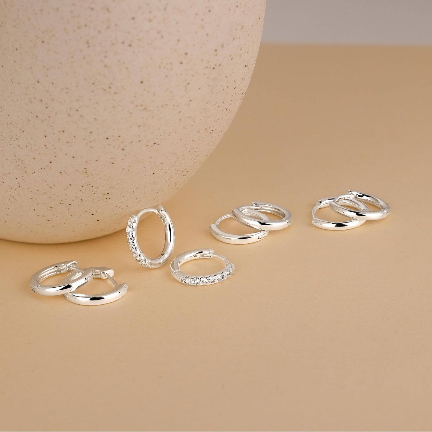 10mm Silver Hoop Earrings for Women Men Silver Plated Stack Cartilage 3 hole Earrings for Multiple Double Piercing Lightweight Clip On Jewelry Gifts for Men