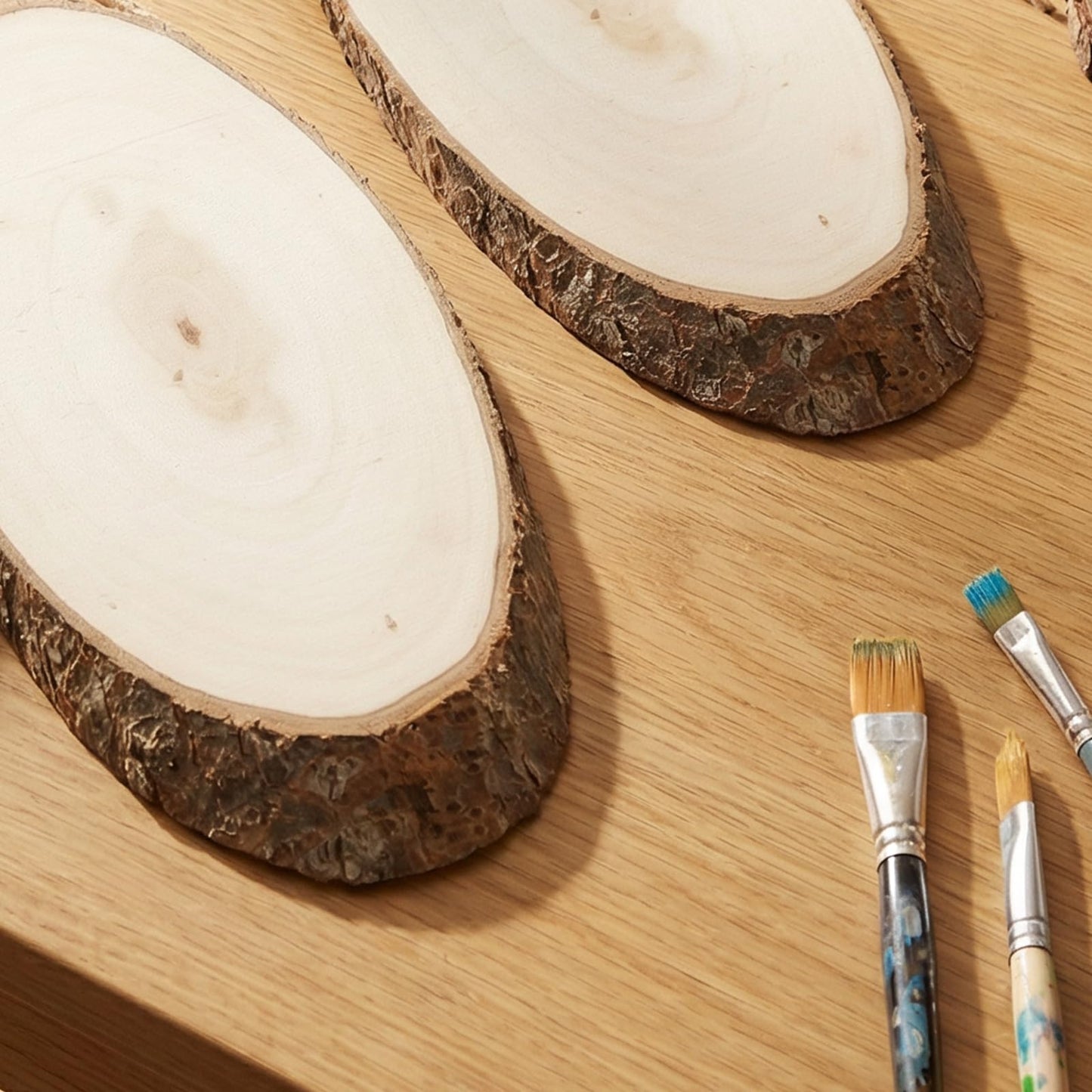 JAPCHET 10 PCS 13.8" L x 4.7" W Oval Wood Slices, Unfinished Wooden Slices with Small Eye Rings and Hanger Ropes, Natural Wood Oval Plaque Signs for Crafts Painting DIY Wedding