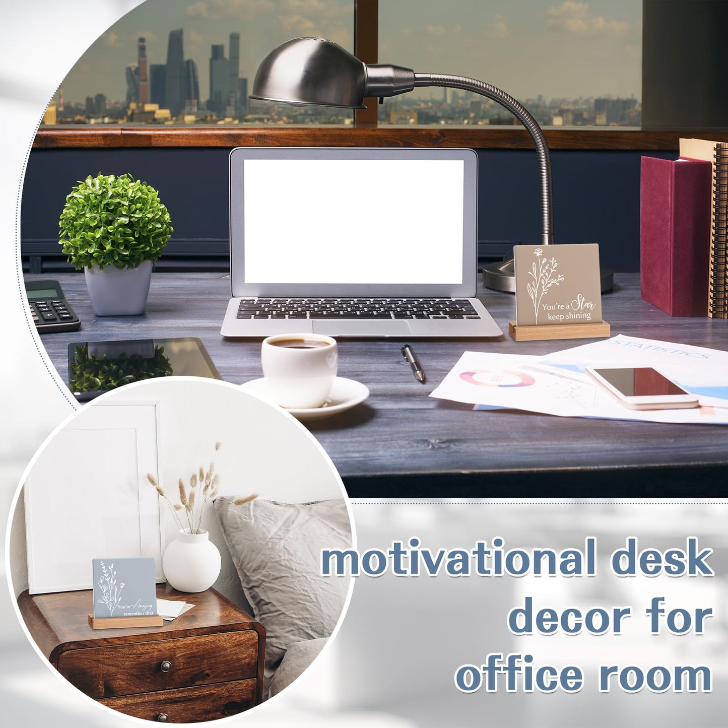 Roowest 10 Set Graduation Decorations Graduation Gifts Bulk Inspirational Desk Decor Motivational Quote Sign Table Plaques with Wooden Stand for Coworkers Teachers Thank You Favors Office Supplies