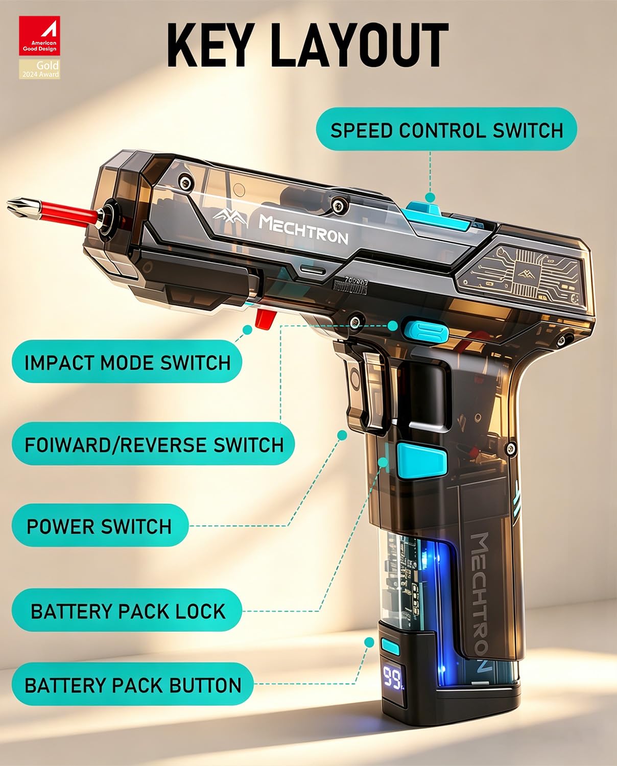 CIOURSTO Electric Screwdriver Cordless Drill with 2000mah Replaceable Battery and Charger Quickly USB-C, Max 15N.m, 2 Speed Adjustable, Power Drills for Furniture Assembly Disassembly (Black)