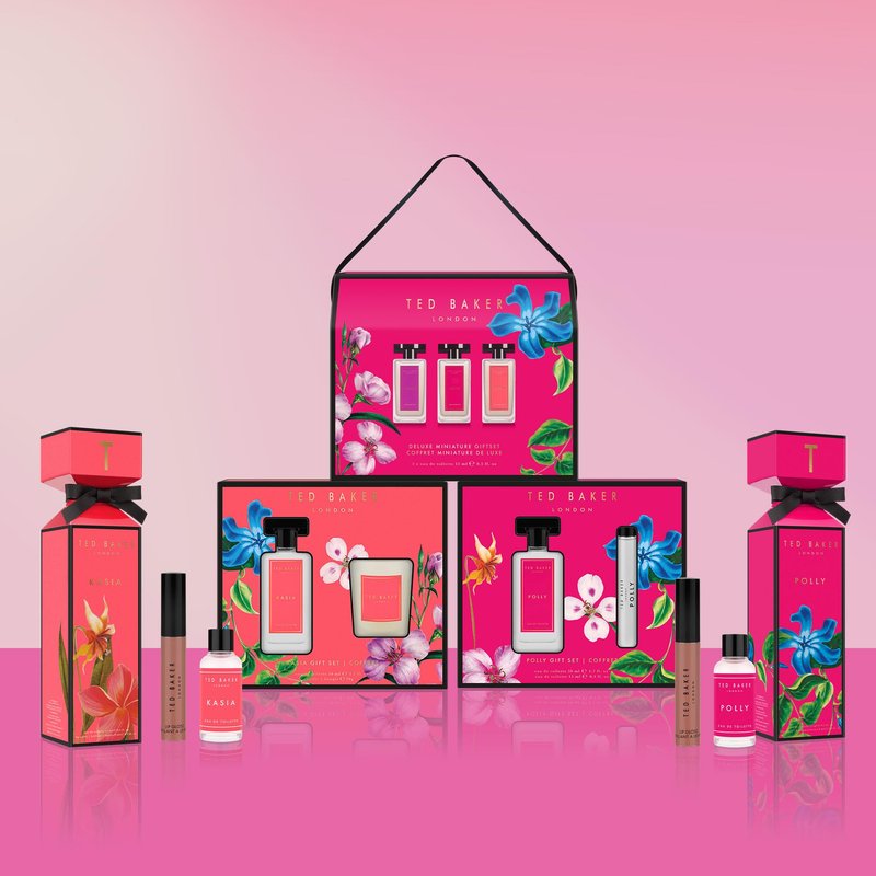 Ted Baker Miniatures Handbag Gift Set for Women, 3 x 15ml Eau de Toilettes Elodie, Polly and Kasia, Fruity Floral & Amber Miniatures in a Deluxe Handbag Box