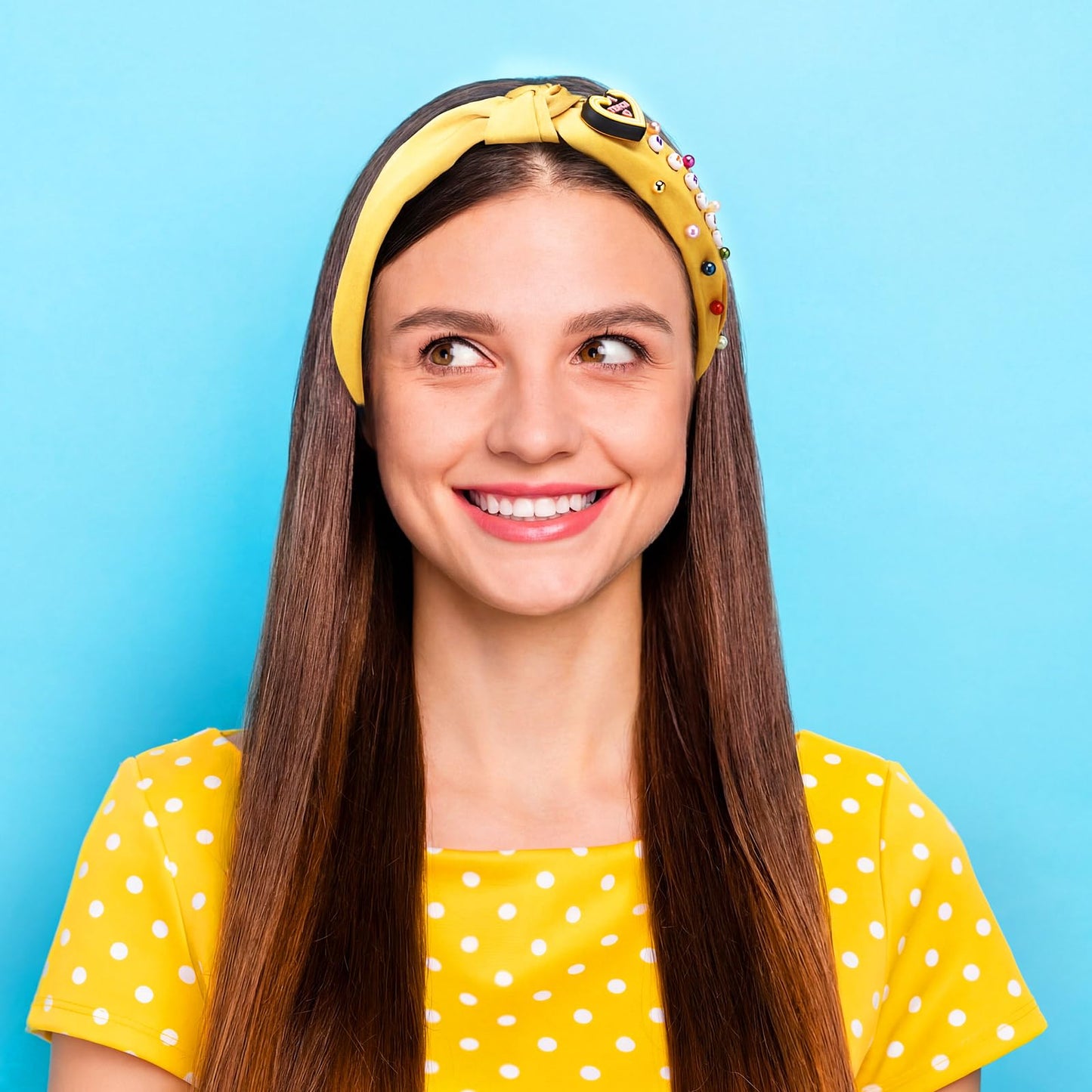 Wavyknot 636 Pieces DIY Headband Making Kit Gift Make Your Own Fashion Hair Accessories Set with Teacher Pencil School Alphabet Beads Rhinestone Diamond Pearl for Summer Classmate Graduation Supplies