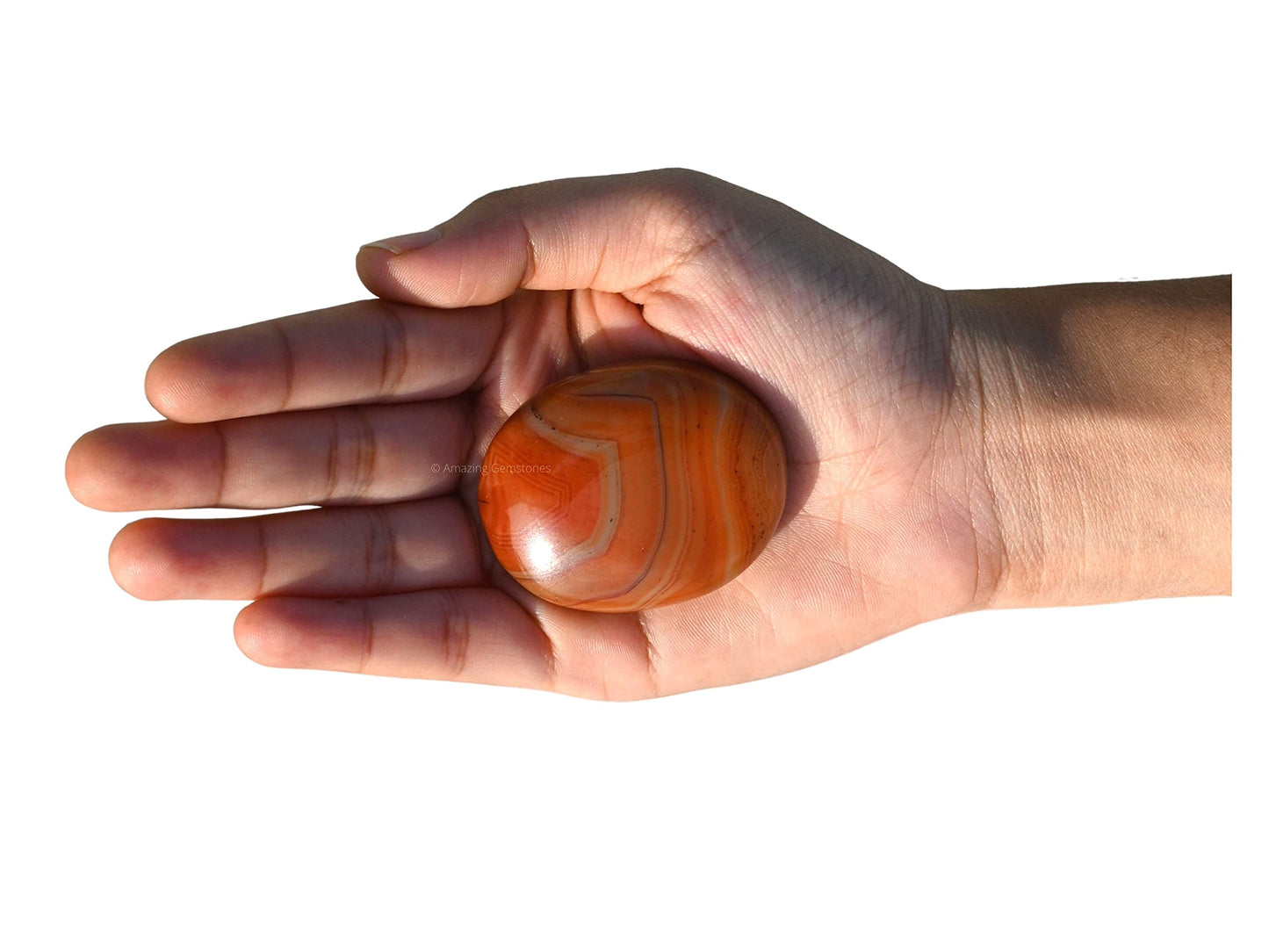 Amazing Gemstone Carnelian Crystals and Healing Stones - Large Palm Stone Crystals Piedra - Crystal for Good Luck, Balanced Positive Energy, Meditation - Unique Stocking Stuffers, Gifts for Women, Men