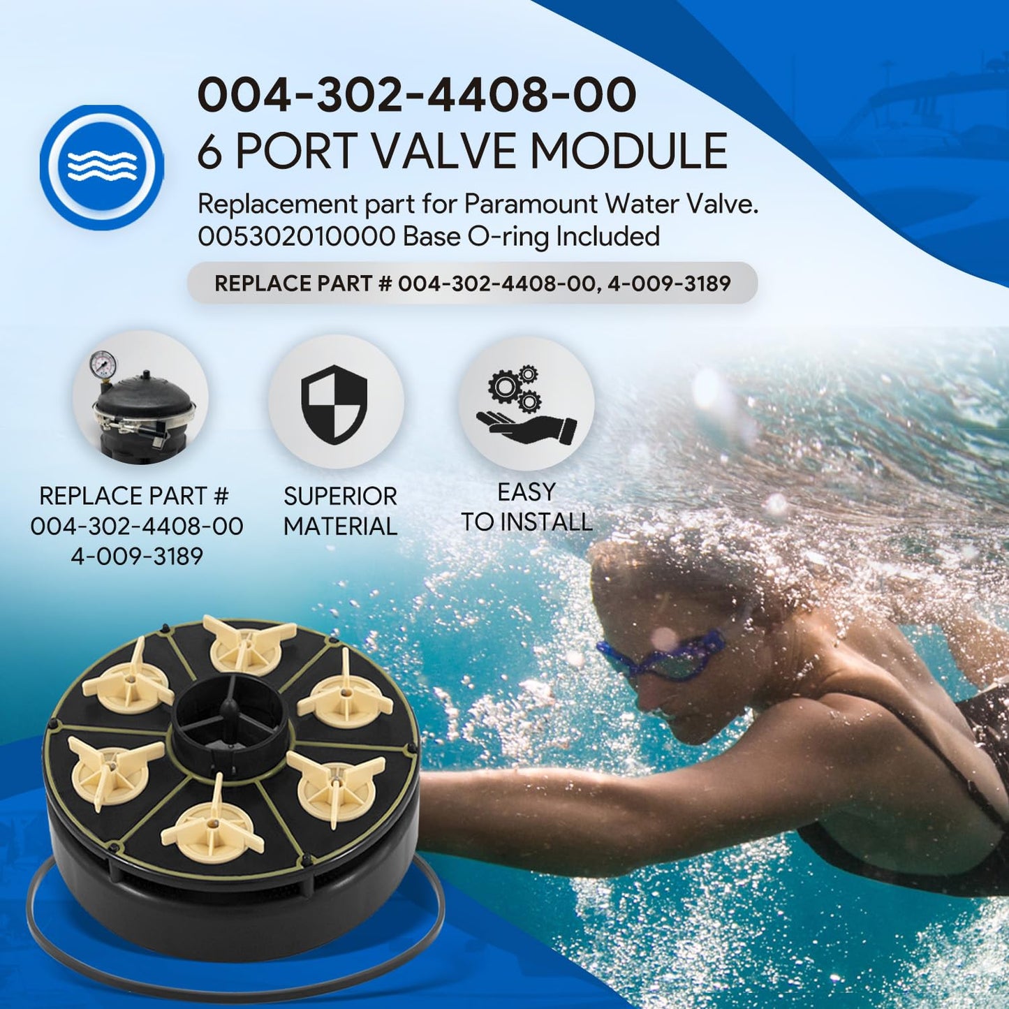 Premium 6 Port Module Kit Replacement for Paramount Water Valve, 004-302-4408-00 Replacement Part with Valve Shell Oring, 004302440800, 005302010000