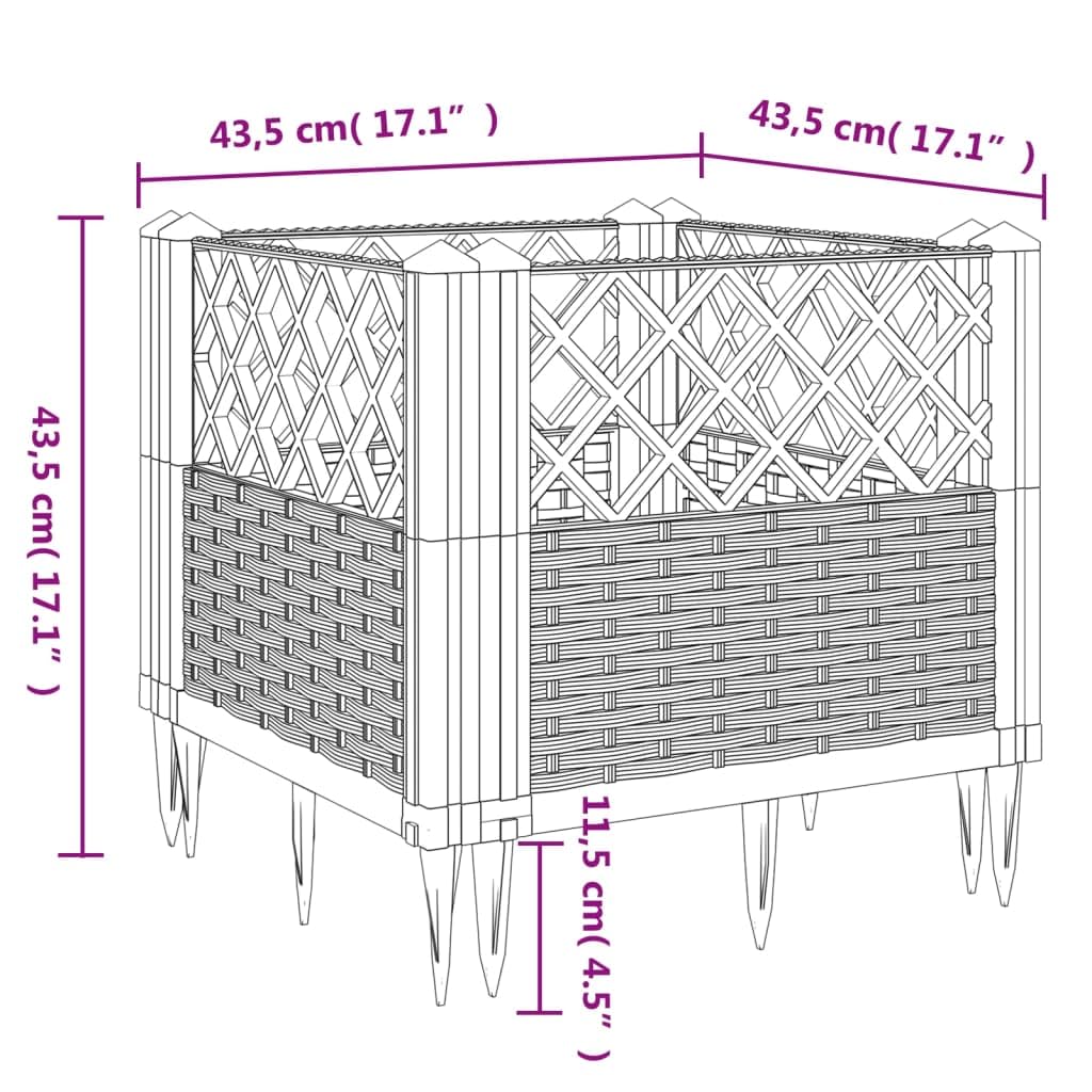 Logeirevo Garden Planter Box with Pegs, Outdoor PP Raised Garden Bed Planter for Vegetables, Grass, Lawn, Yard, Light Gray 17.1"x17.1"x17.1" PP,-1195