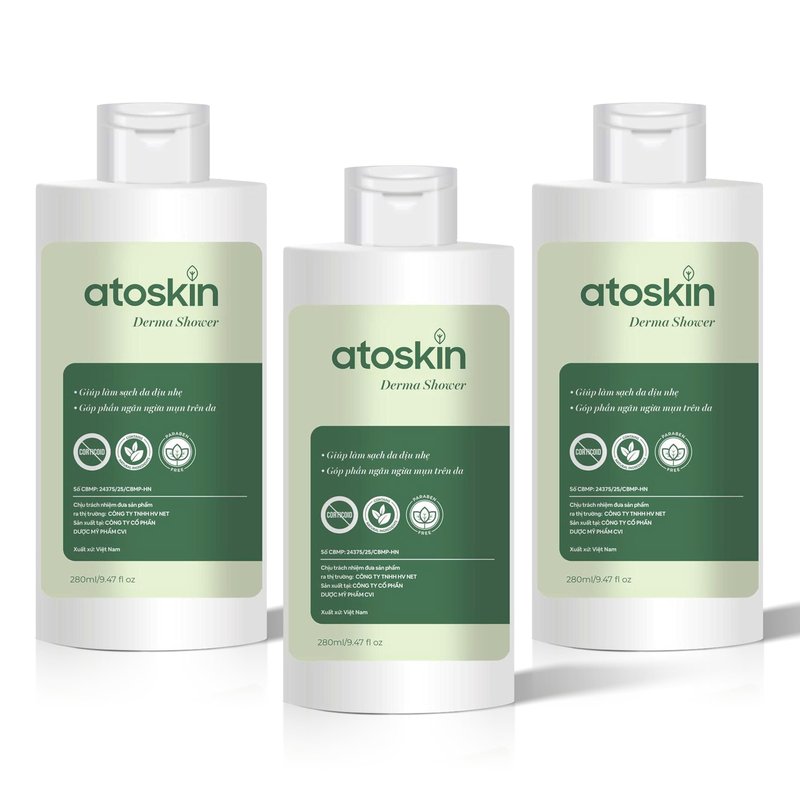 Atoskin Derma Shower – Advanced Folliculitis Body Wash with Rosemary & Ricobio JA7 Herbal Extracts, Reduce Back Acne & Keratosis Pilaris, Gentle Formula for Sensitive Skin (9.47 oz)