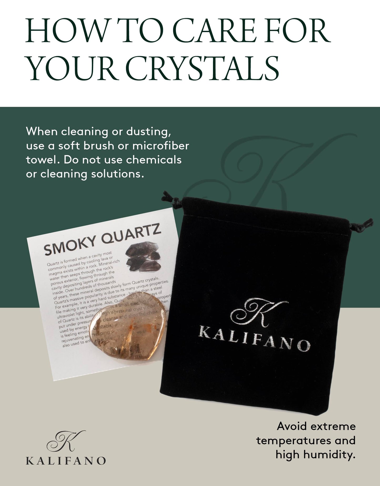KALIFANO Smoky Quartz Heart Carving - Bulk High Energy Raw Lemurian Reiki Morion Cuarzo Crystal Used for Clarity and Purpose - Information Card Included (Family Owned & Operated)