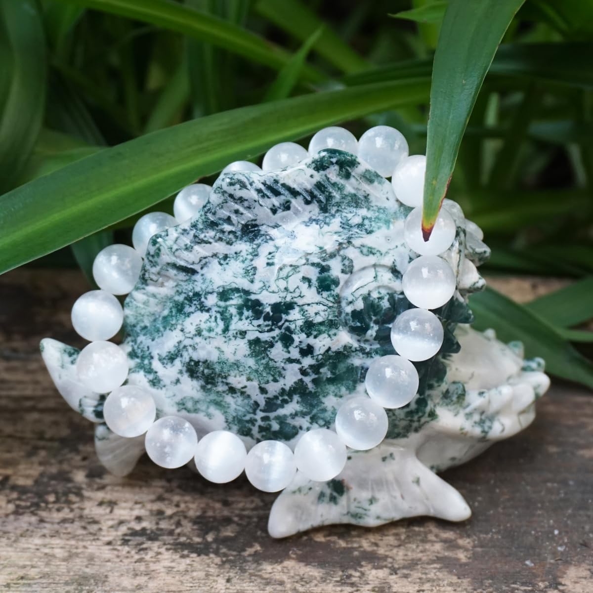 10MM Selenite Bracelets for Women and Men Negative Energy Shield | Natural Cats Eye | Beautiful Crystal Jewelry to Cleanse and Charge Energy & Power | Must Have for Meditation