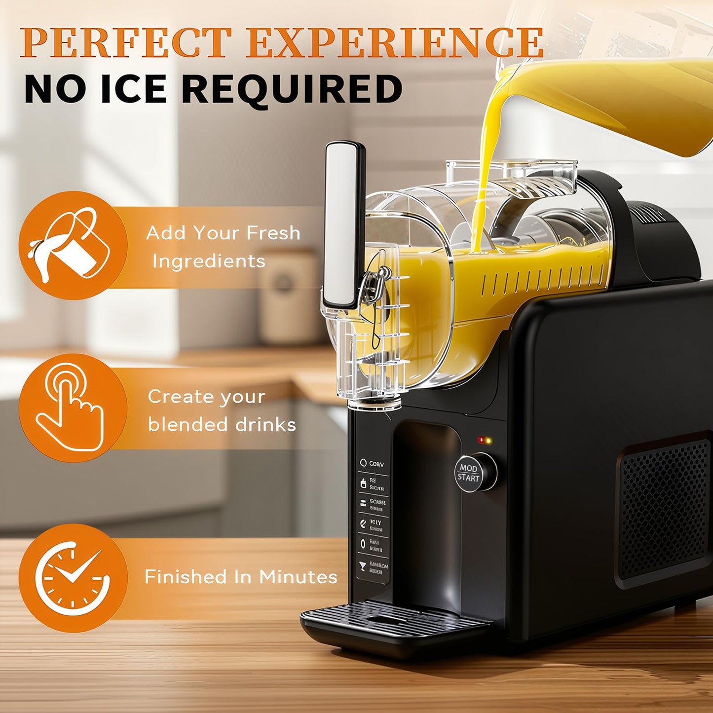 5 in 1 Slushie Machine for Home, No Ice Needed Frozen Drink Maker with Anti-Slip Mat, 61oz Slushy Machine Self-Cleaning and LED Display for Margaritas, Frappes, Smoothies and Shakes (Grey)
