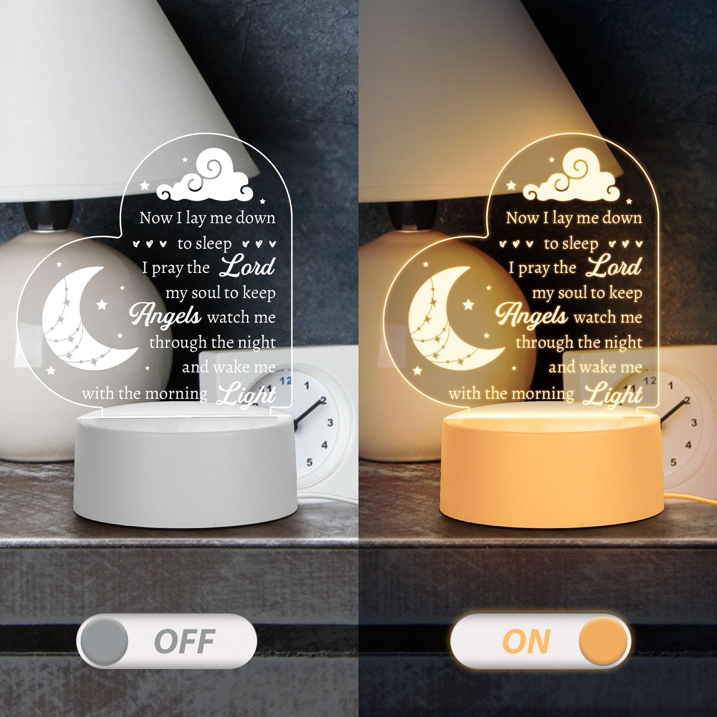 Baptism Gifts for Girl Boy, Cozy Baby Nursery Night Light for Bedtime Prayer, Baby Christening Gifts for Boys Girls Kids, Dedication Baptismal Confirmation Gifts, Baby Room Decor, Baptism Decorations