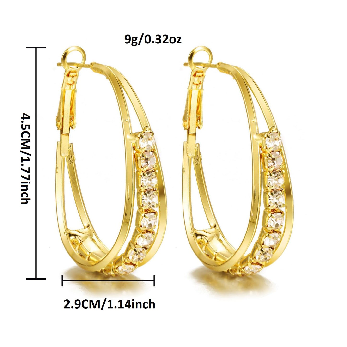 2 Pairs Lymphatic Drainage Slimming Hoop Earrings, Lymphvity Activity Germanium Acupuncture Therapy Hoop Earrings Fashion Jewelry Gift For Women Men (gold+gold)
