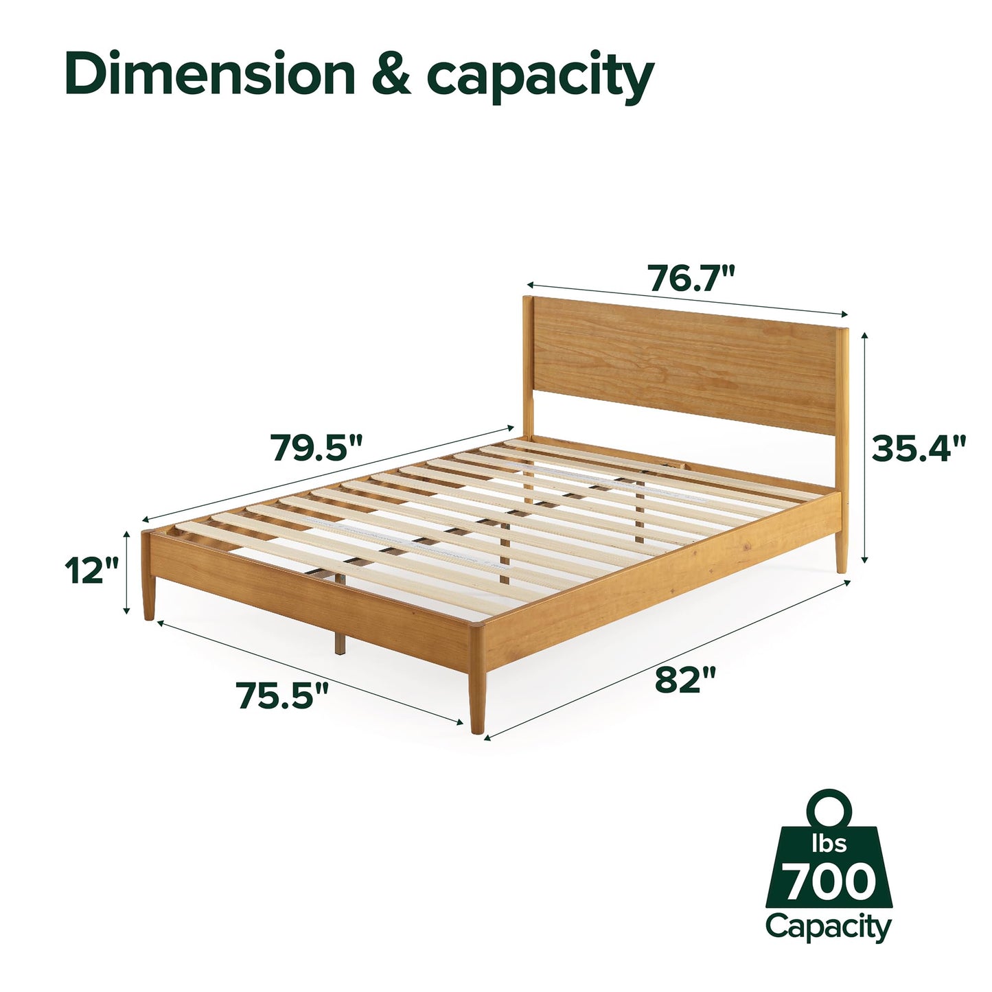 ZINUS Allen Mid Century Wood Platform Bed Frame/Solid Wood Foundation/Wood Slat Support/No Box Spring Needed/Easy Assembly, King