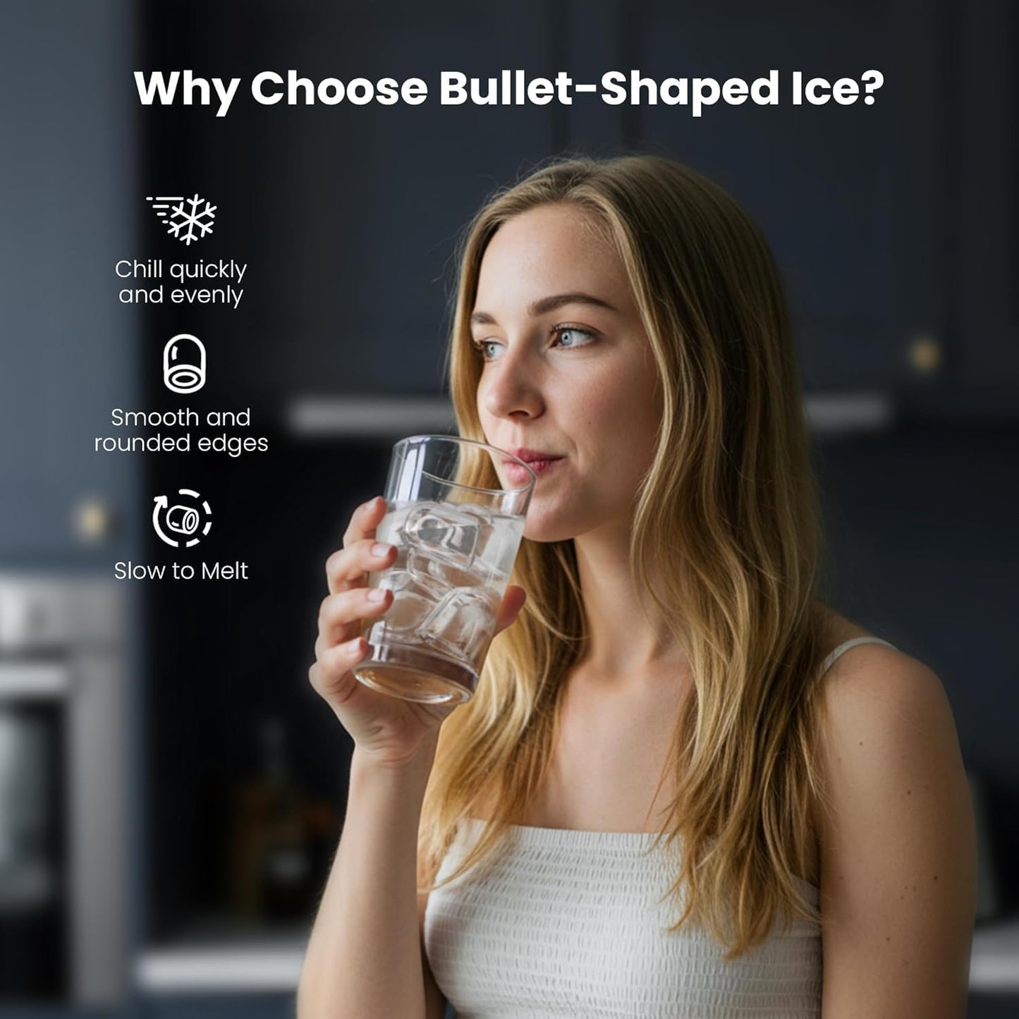 Electactic Countertop Ice Maker - 26Lbs/24H, 8 Cubes in 6 Mins, 1.2L Top Water Tank, 2 Sizes Bullet Ice, Auto-Clean & LED Light, Portable for Home Office Party