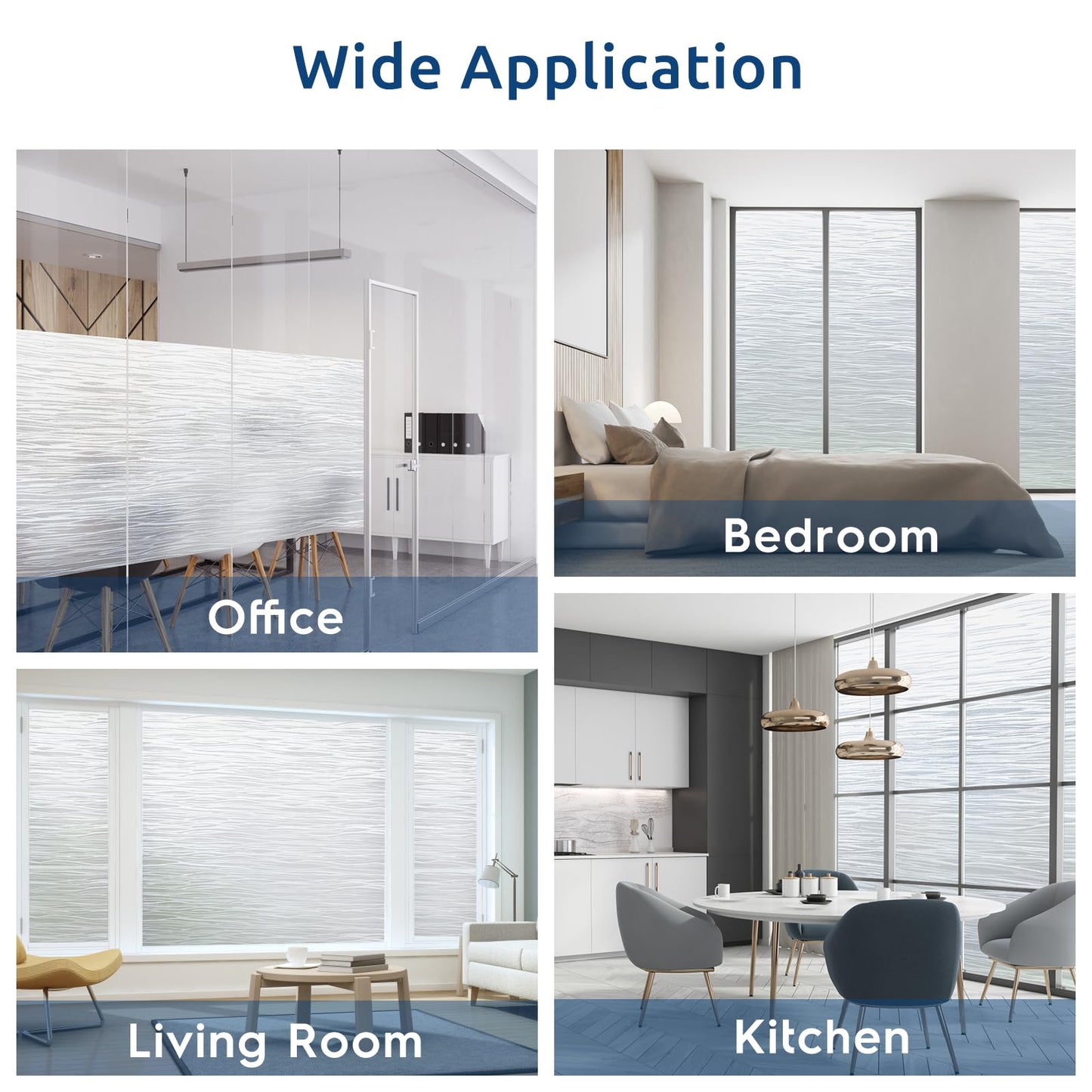 rabbitgoo Window Privacy Film Frosted Glass Film Removable Vinyl Door Coverings UV Blocking Decorative Static Cling Non-Adhesive Window Clings Sticker for Home Decor, 23.6 x 118.1 Inches
