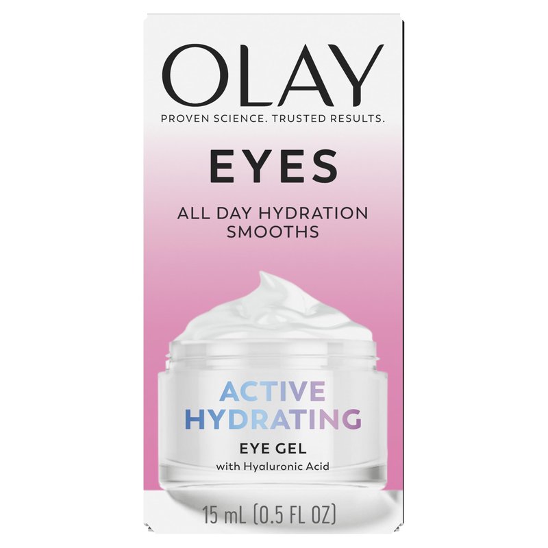 Olay Active Hydrating Eye Gel, Fragrance-Free, Anti-Aging Eye Cream with Hyaluronic Acid and Niacinamide, 0.5 oz