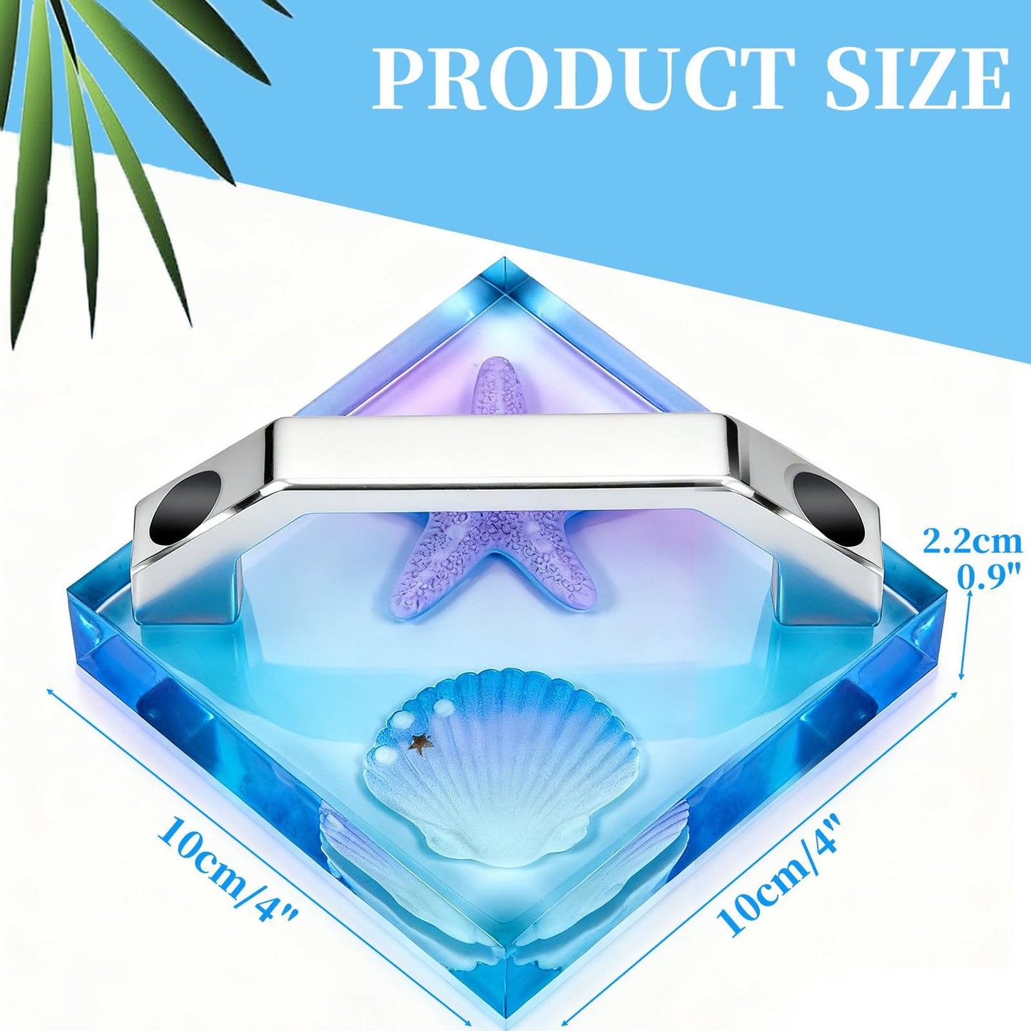 HTV Cooling Block with Handle, Craft Tool Cooler for Heat Press Accessories and Supplies, DTF Transfer Film& Heat Press Paper Vinyl Accessories, DTF Cooling Block with 4"x4"(Ocean Star)