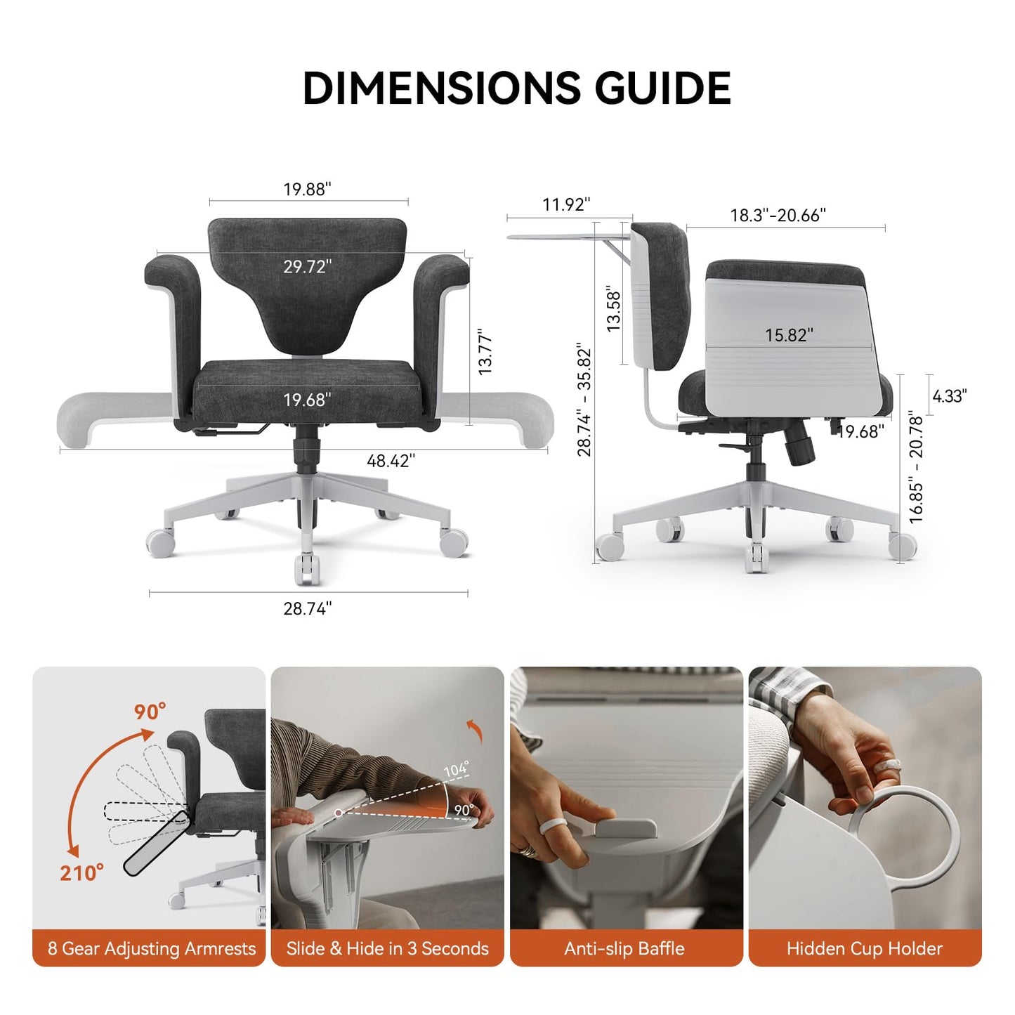 Newtral Freedom-X Criss Cross Chair with Wheels & Amrests- Cross Legged Office Chair with Laptop Tray, Multi-Position Recliner Chair, Adjustable Ergonomic Chair, Relax, Work from Home