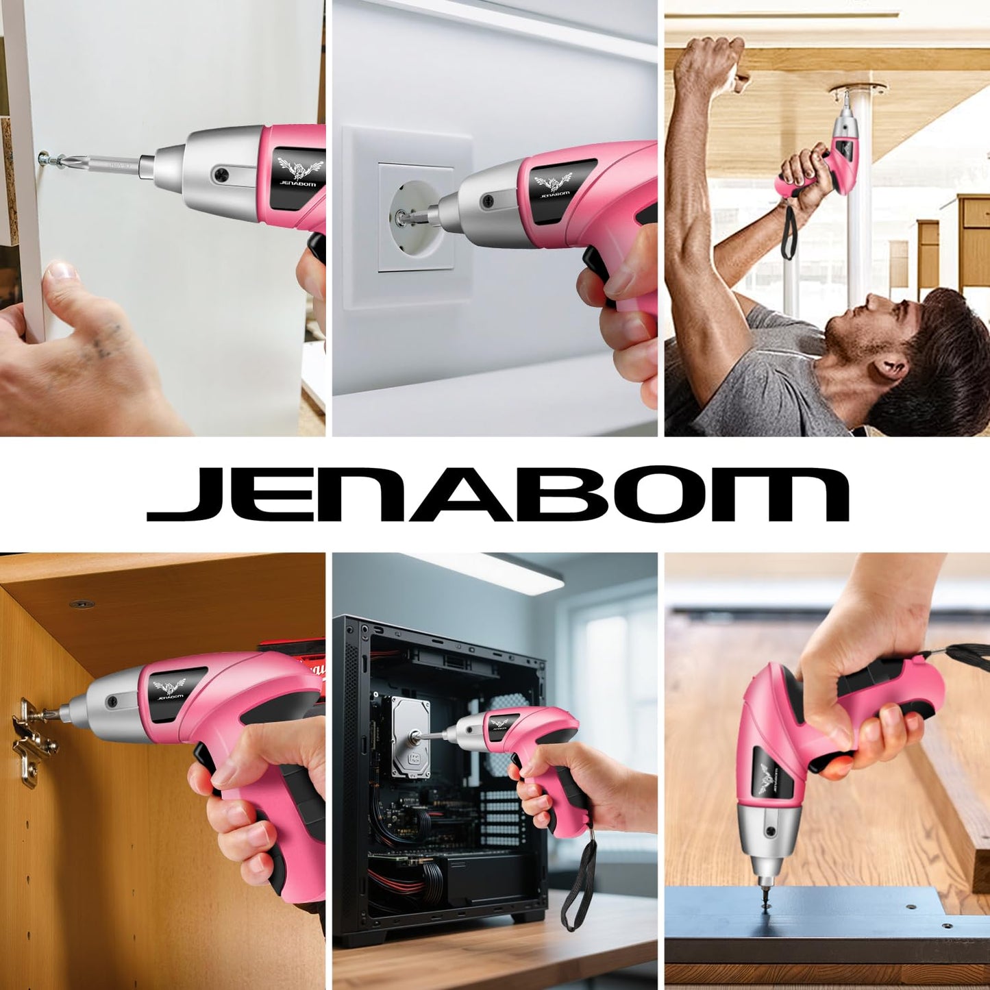 Electric Screwdriver 3.7V Pink USB Small Power Screwdriver Set. Cordless & Rechargeable with Driver Bit Set