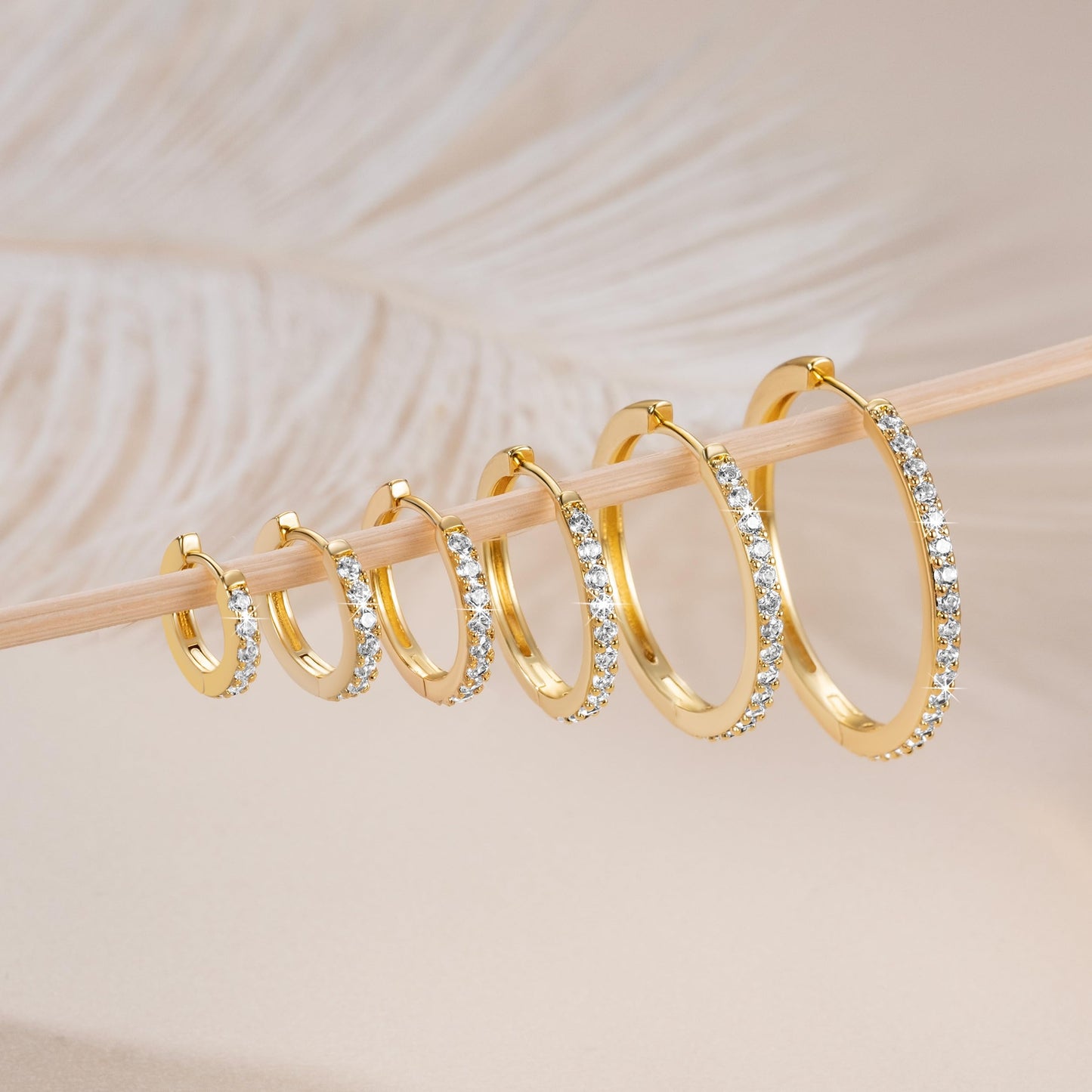 vuiikhir 14K Gold Earrings for Women 14K Gold Hoop Earrings for Women Cubic Zirconia Shining Gold Hoops Earring for Womens Hoop Lightweight Hoops Earring for Womens 12/14/16/20/25/30mm (30mm)