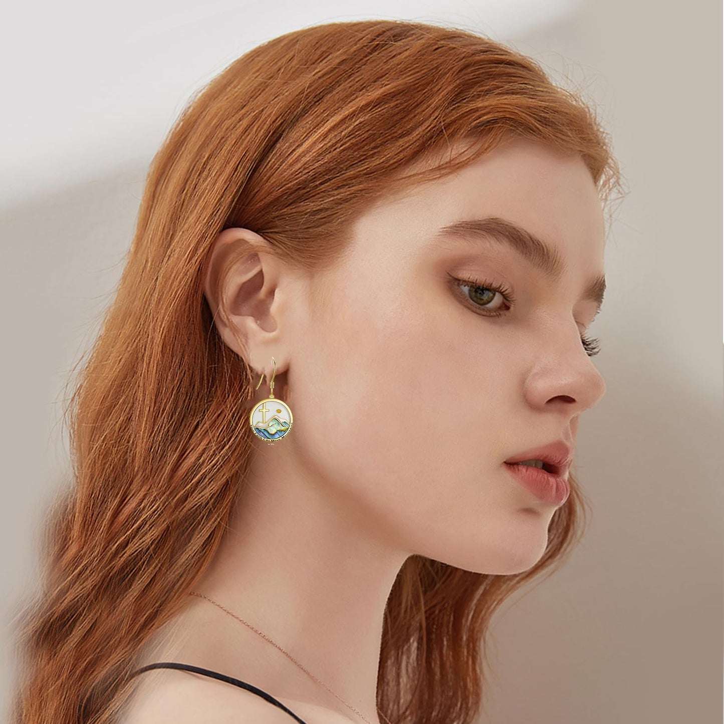 AOBOCO Mustard Seed Earrings for Women Plated Yellow Gold Mountain Cross Christian Earrings Jewelry Mothers Day Birthday Gifts for Mom Friends (Yellow Gold Mountain Cross)