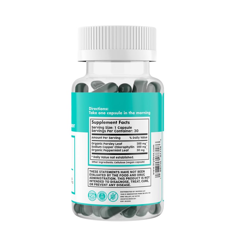DEOS Internal Deodorant Supplement β Full Body Deodorizer for Gut Health, Skin Health, Detox & Digestion Support β Natural Odor Control Chlorophyll Pills | 30 Capsules
