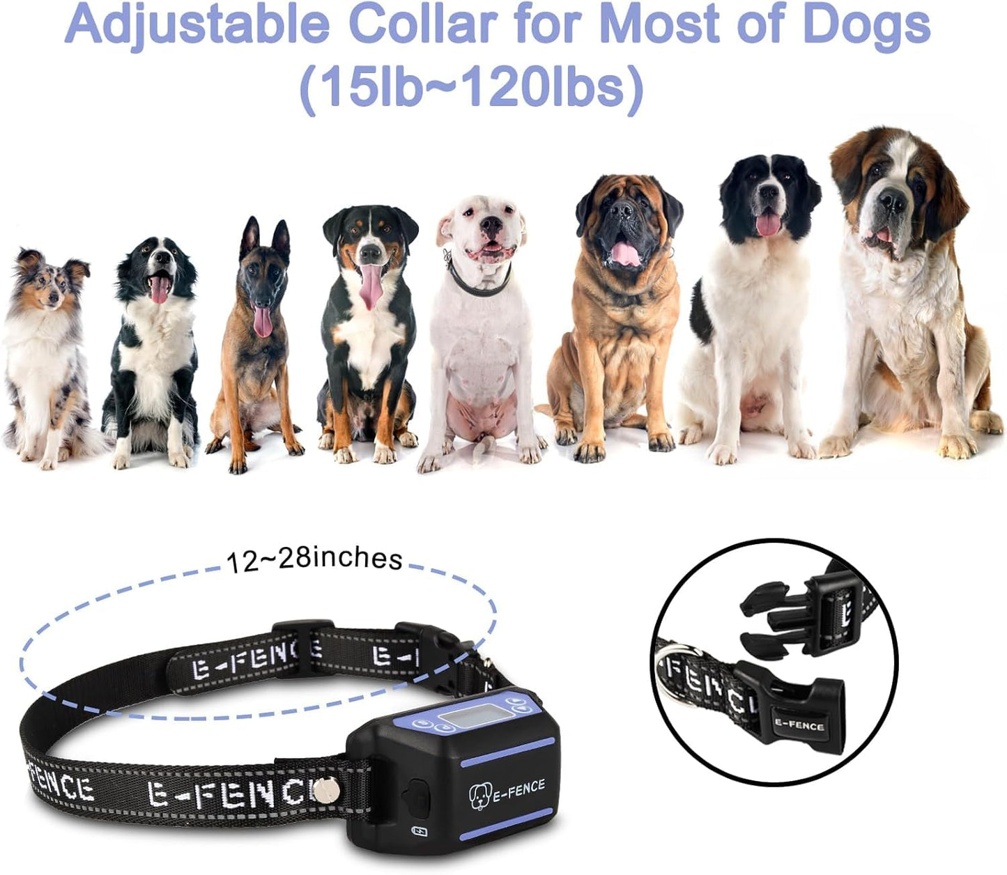 E-FENCE GPS Wireless Dog Collar Fence System, Electric Dog Collar Fence,Pet Containment System Rechargeable, Outdoor Use Only(2 Pack)