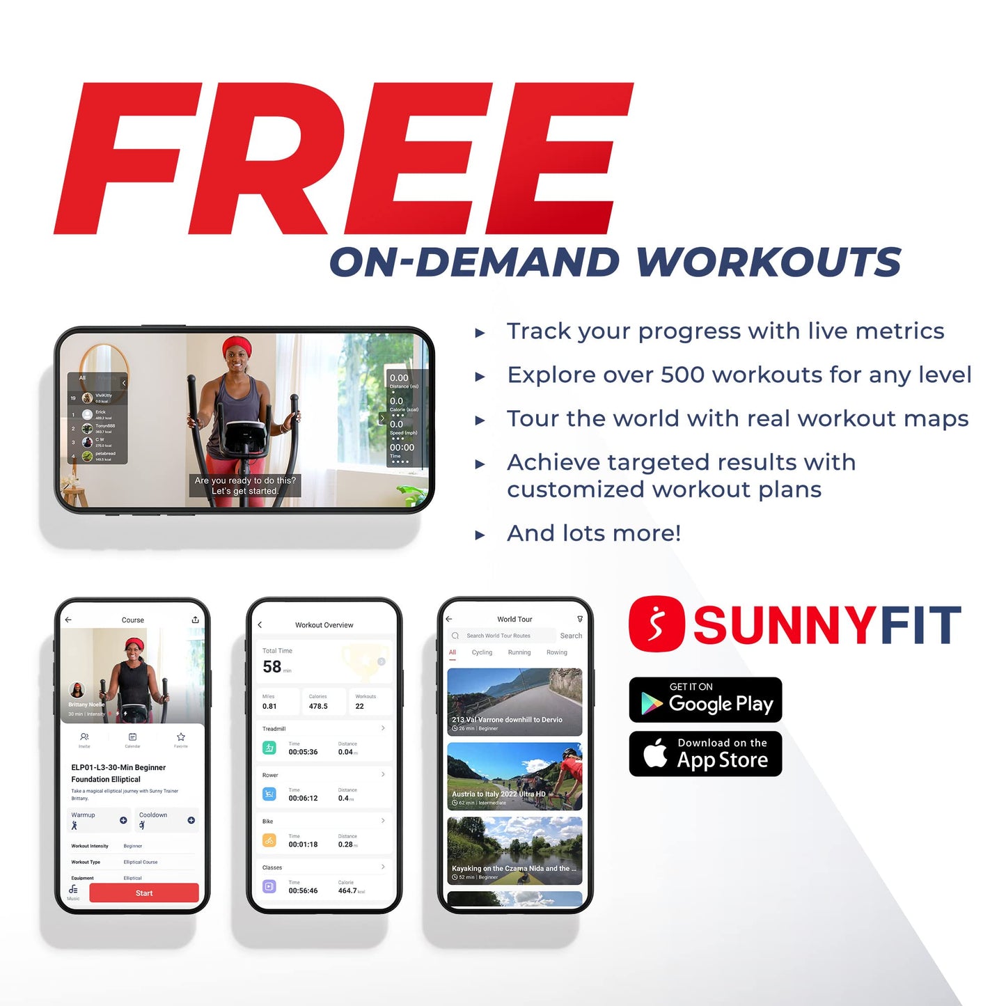 Sunny Health & Fitness Elite Smart Elliptical Cross Trainer with 12-Level Resistance, Extended Stride Length & Exclusive SunnyFit® App Enhanced Bluetooth Connectivity - SF-E320048