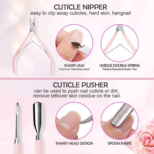 Makartt 30,000 RPM Rechargeable Nail Drill Kit – Portable Electric File with Buffer, Pink Manicure Set with Cuticle Trimmer for Professional Nail Prep