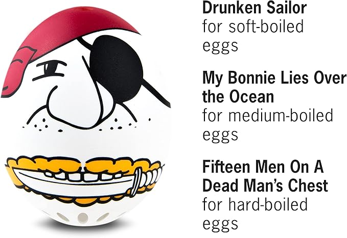 Pirate Beepegg β Egg Timer for Boiling Eggs β Musical Egg Cooker for Soft, Medium, Hard Boiled Eggs β Food Safe β Singing Floating Egg Timer β Egg Cooker for 3 Levels of Doneness - Brainstream