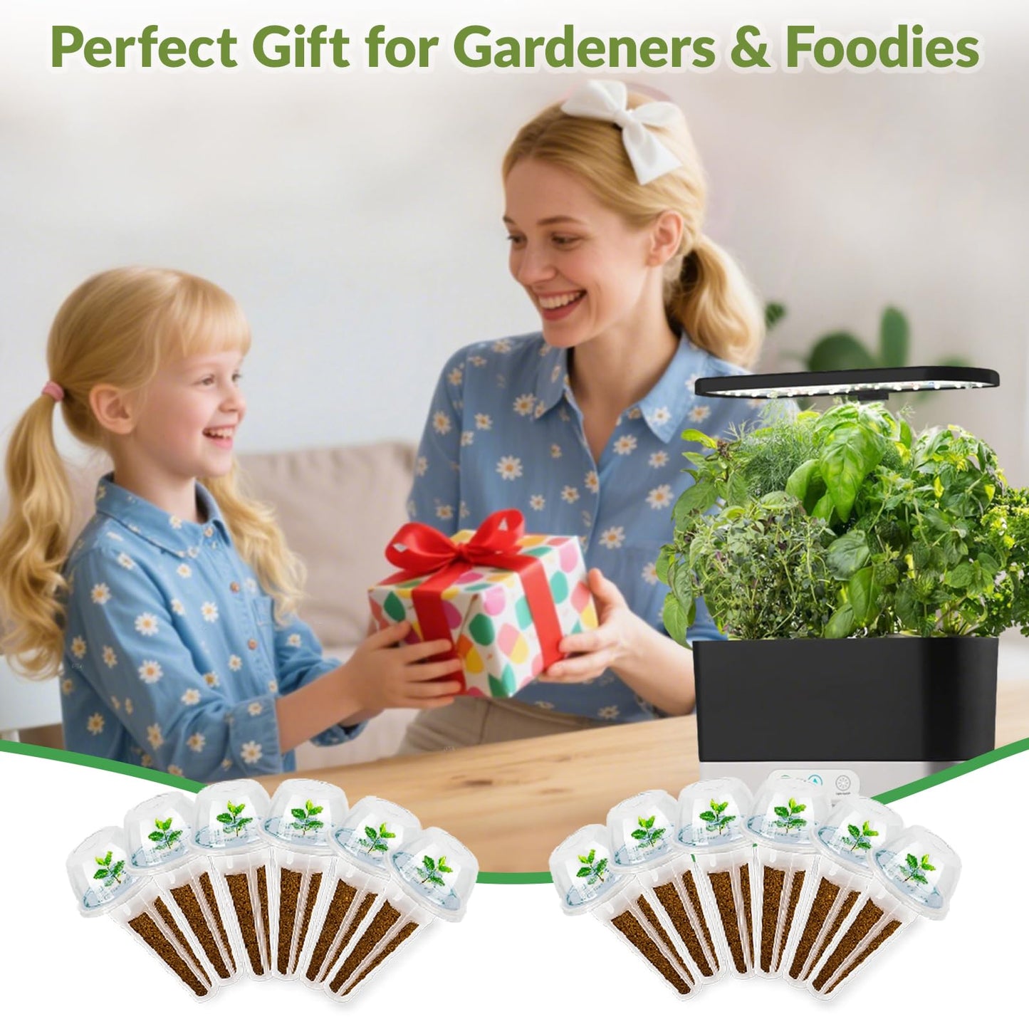 Salad Seed Pod for Aerogarden - 12 Fruit Hydroponic Refill Grow Pods with 6 Packets Seeds of Mini Cucumber, Arugula, Spinach, Cherry Radish & Tomato for Most Hydroponic Systems Ahopegarden, LETPOT