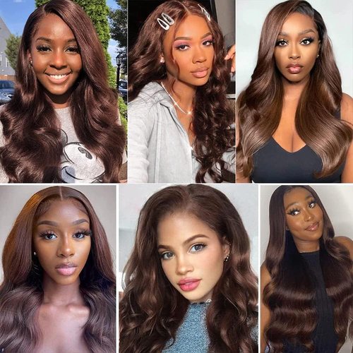 Condescension Brazilian Human Hair Bundles 20 22 24 Inch Body Wave 3 Bundles Human Hair 100% Unprocessed Remy Brazilian Virgin Weave Hair Chocolate Brown 4 for Women