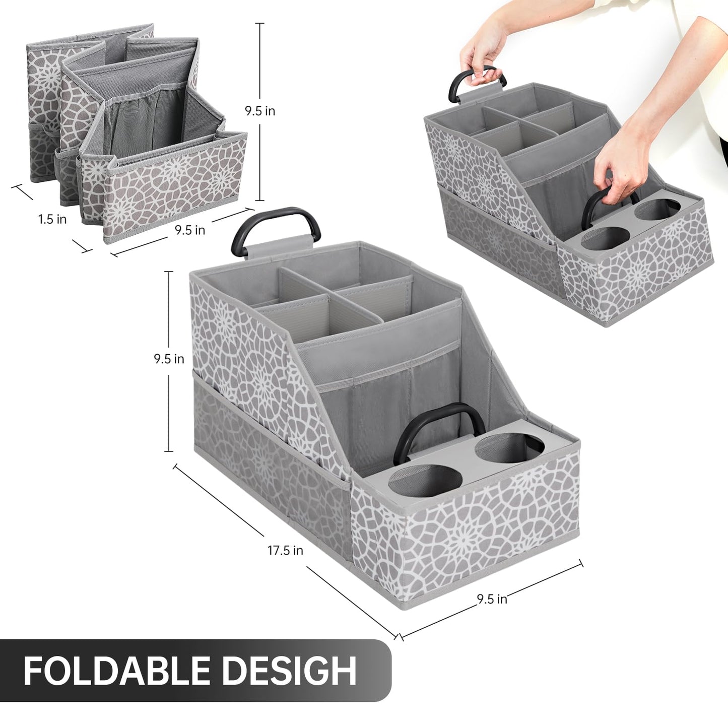 MULISOFT Car Seat Organizer- Backseat Car Organizer with 12 Storages Compartments and 2 Cup Holders, Organizers and Storage, Front Seat for Travel Kids,Gray