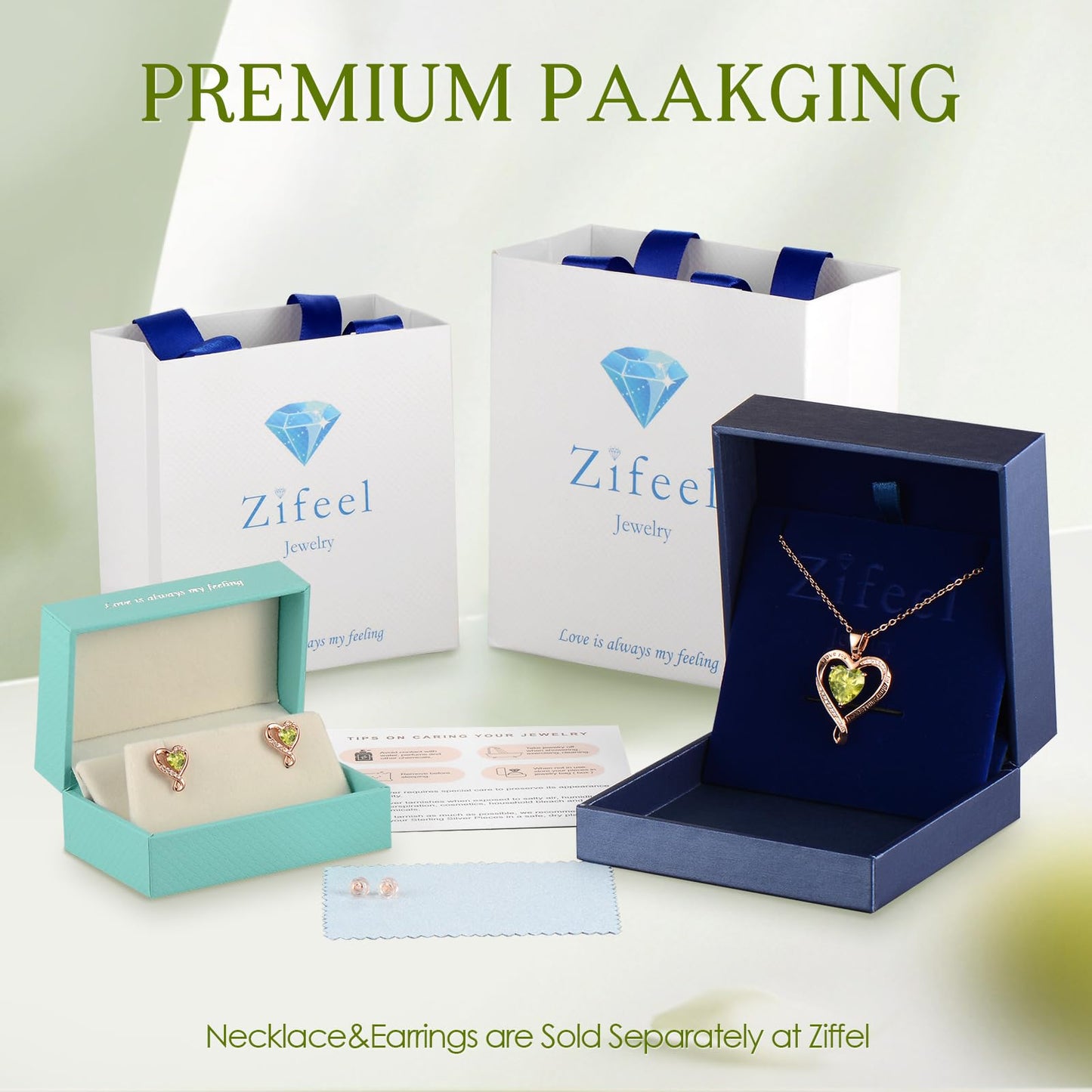 Zifeel Earrings for Women, August Birthstone Peridot Heart Studs Earring,Womens Earrings Gifts for Anniversary Birthday Christmas Valentines Mothers Day Gift Jewelry for Women Wife Her Mom