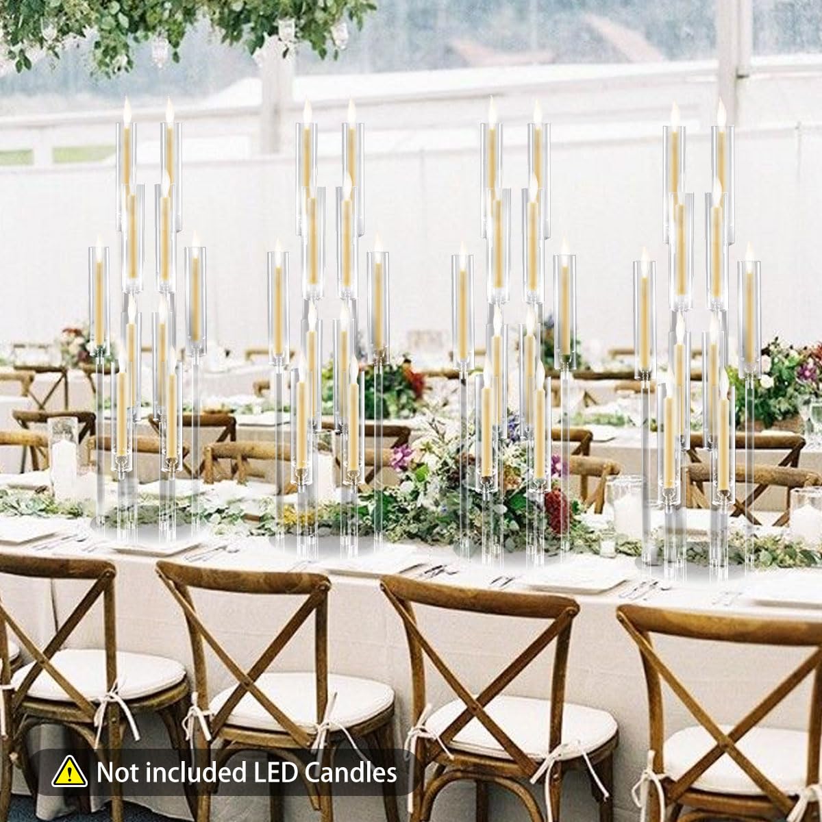 12PCS Acrylic Candle Holder for Party Table Centerpiece,Clear Acrylic Candelabra Centerpiece for Wedding Christmas Baby Shower Event Candles,Fit 0.8" LED Candles"
