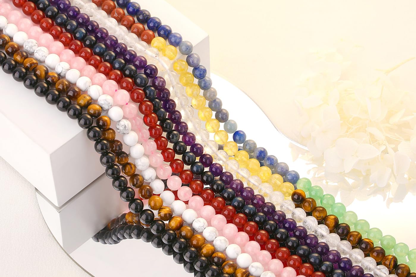QINJIEJIE 100PCS Rose Quartz Beads 8mm Natural Stone Beads Round Loose Gemstone Bead for Bracelet Beading Crystal Jewelry Making DIY Necklace Earrings 0.32"