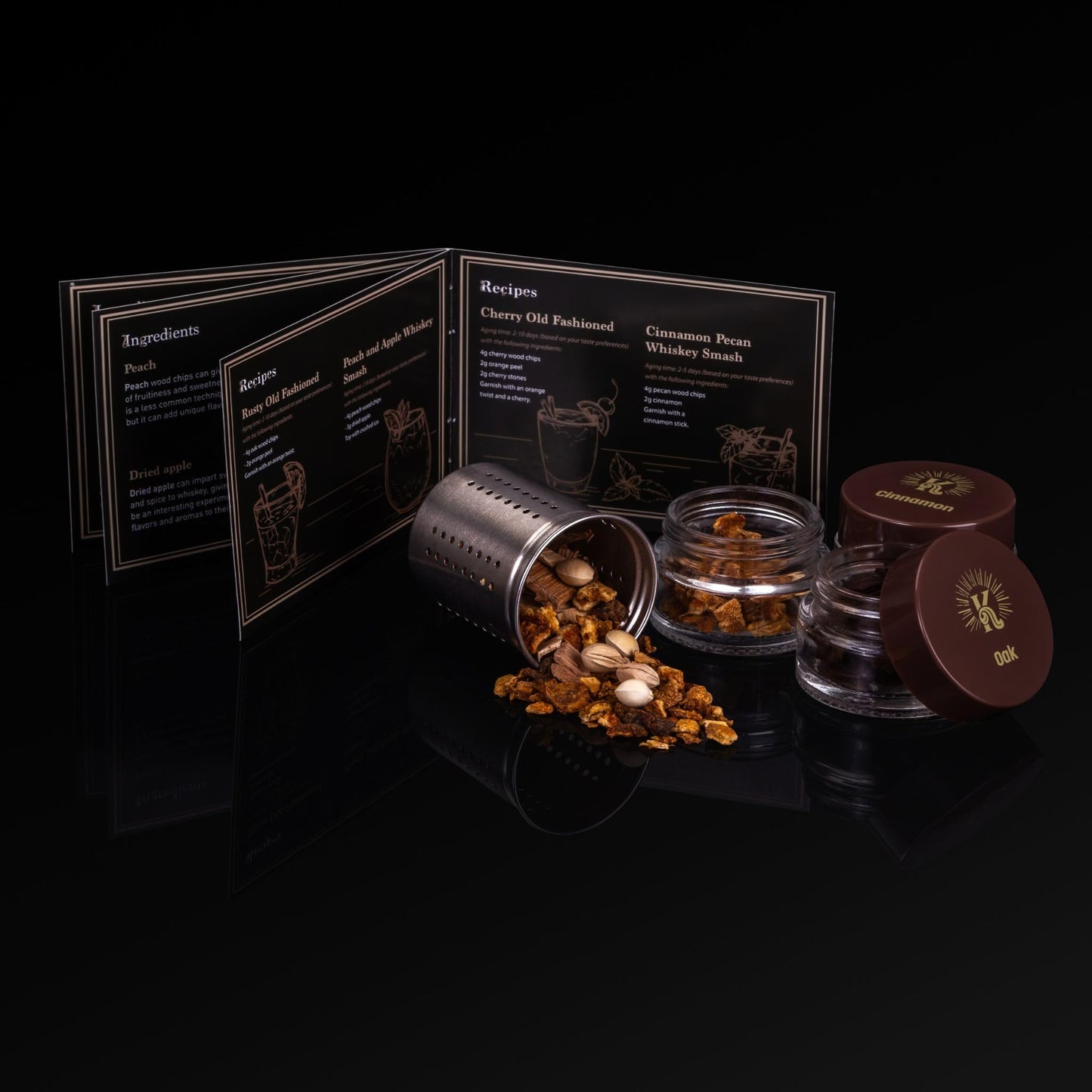 DIY Whiskey Gifts for Men - DIY Whiskey Infusion Set - Whiskey Making Kit - Decanter Set with Botanicals & Wood Chips - Bourbon Decanter & Birthday Gifts for Men