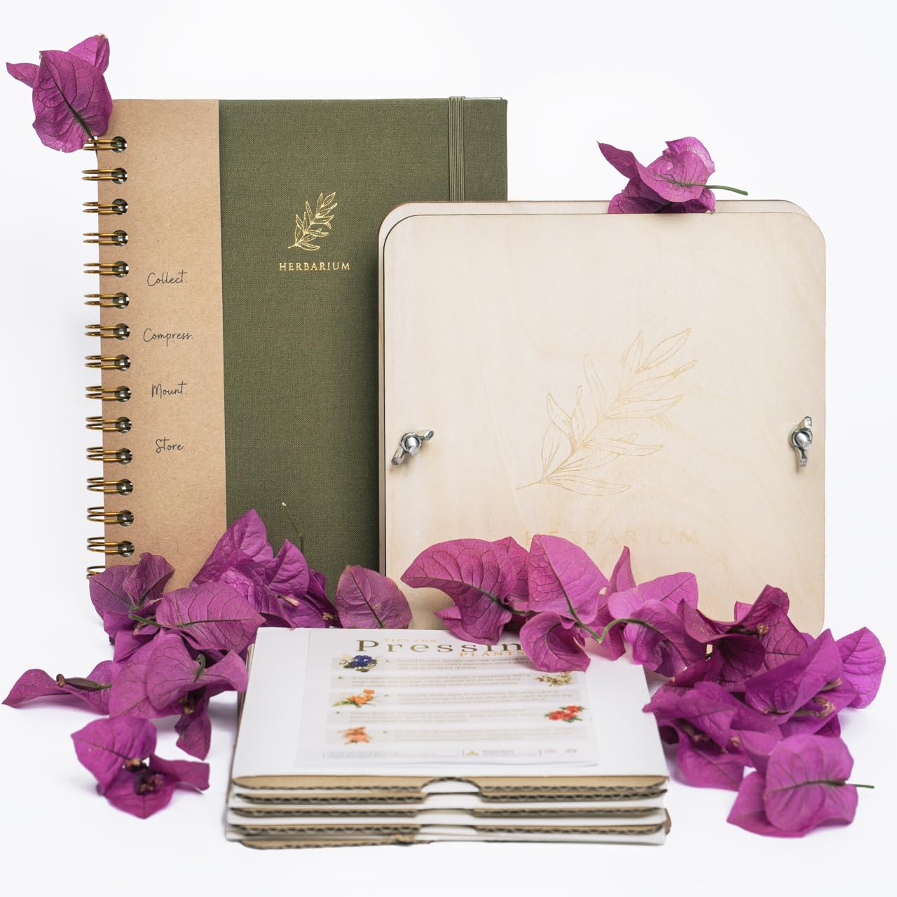 WOKK Flower Press with Herbarium Journal | Flower Preservation Kit, Leaf Press Kit for Making Cards, Plant Press for Adults and Kids, Added Journal for Pressed Plants Art Preservation