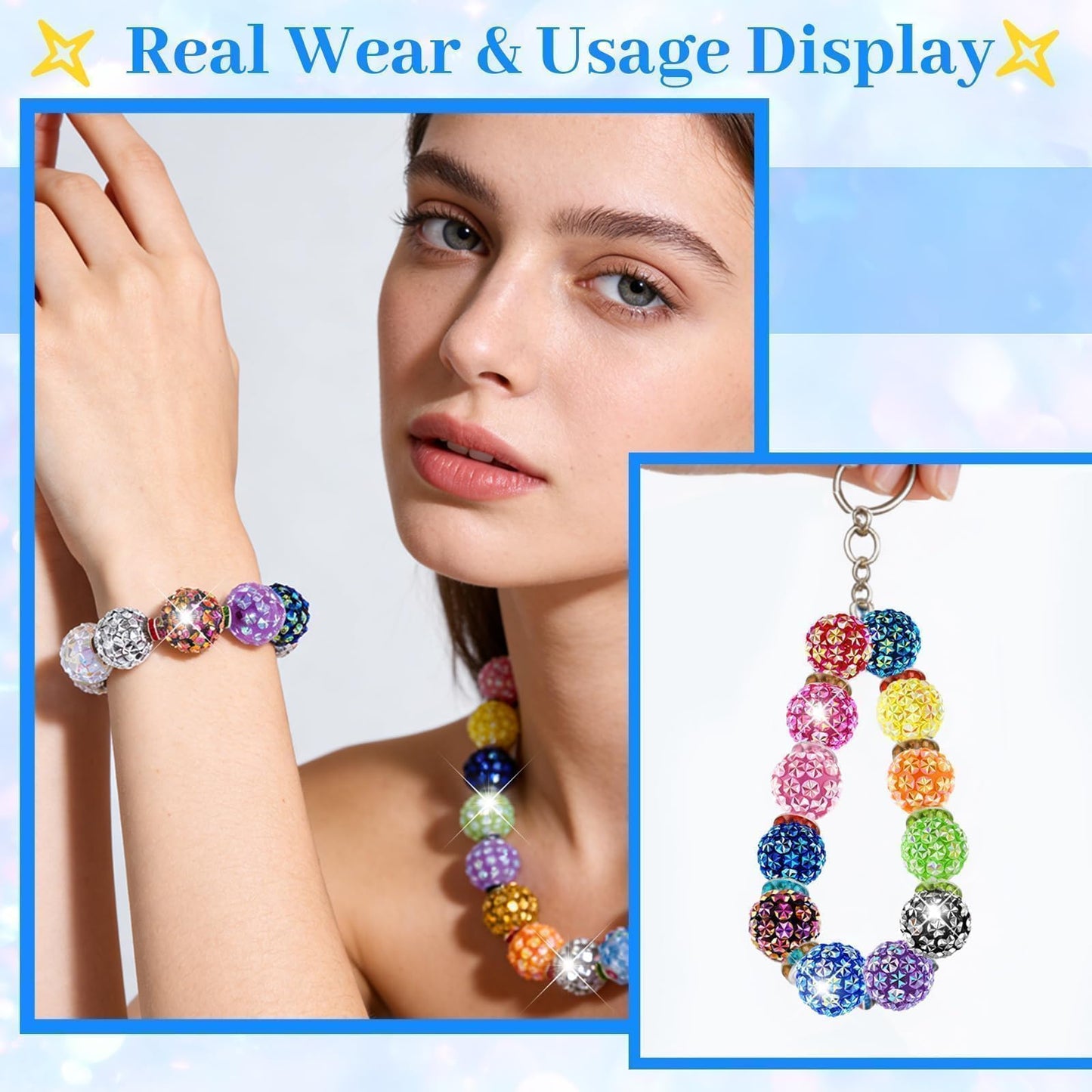 Wurosi 240 Pcs Focal Beads for Pens, Included 40 Pcs 20 mm Acrylic Beads 200 Pcs 8mm Spacer Bead, Chunky Pen Beads for Beadable Pens Bracelets Keychain Crafts