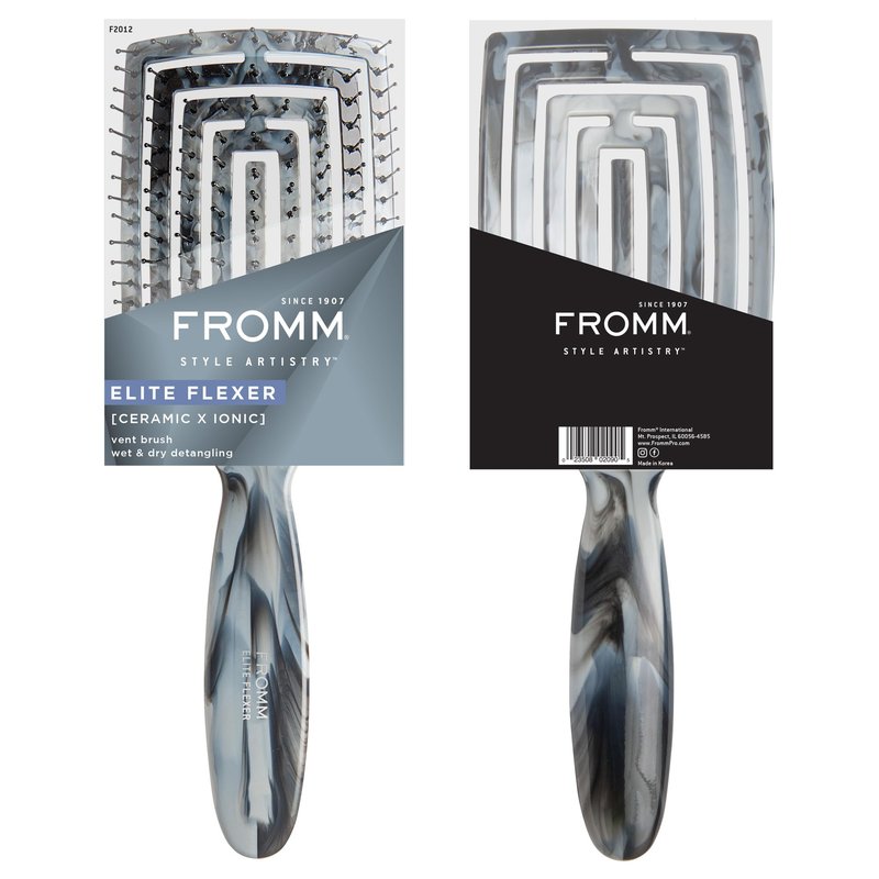 Fromm Professional Elite Flexer Ceramic x Ionic Wet & Dry Detangling Vent Brush | Gentle Hair Detangler & Massage Brush Smooths Frizz & Flyaways, Glides Through Medium to Thick Hair, Easy to Clean