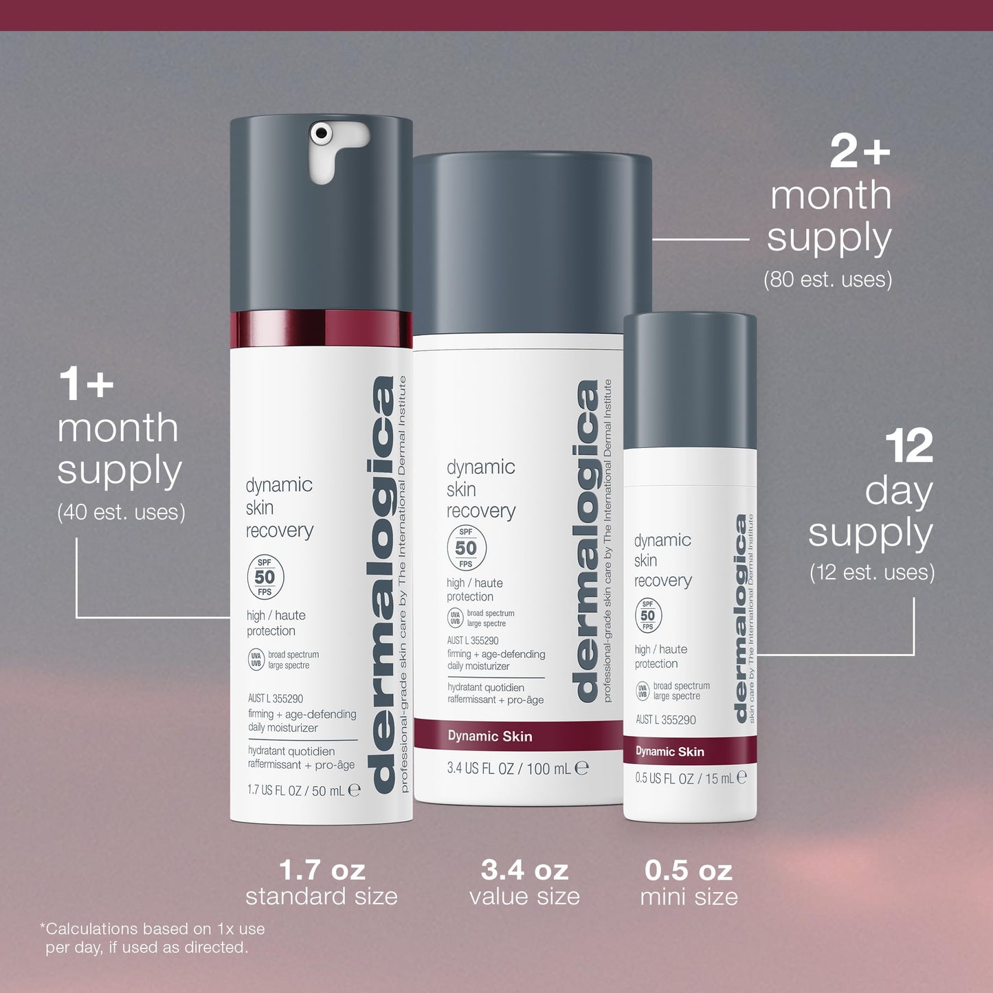 Dermalogica Dynamic Skin Recovery SPF50, Anti-Aging Face Sunscreen Moisturizer, Medium-Weight Non-Greasy Broad Spectrum, 0.5 Fl Oz