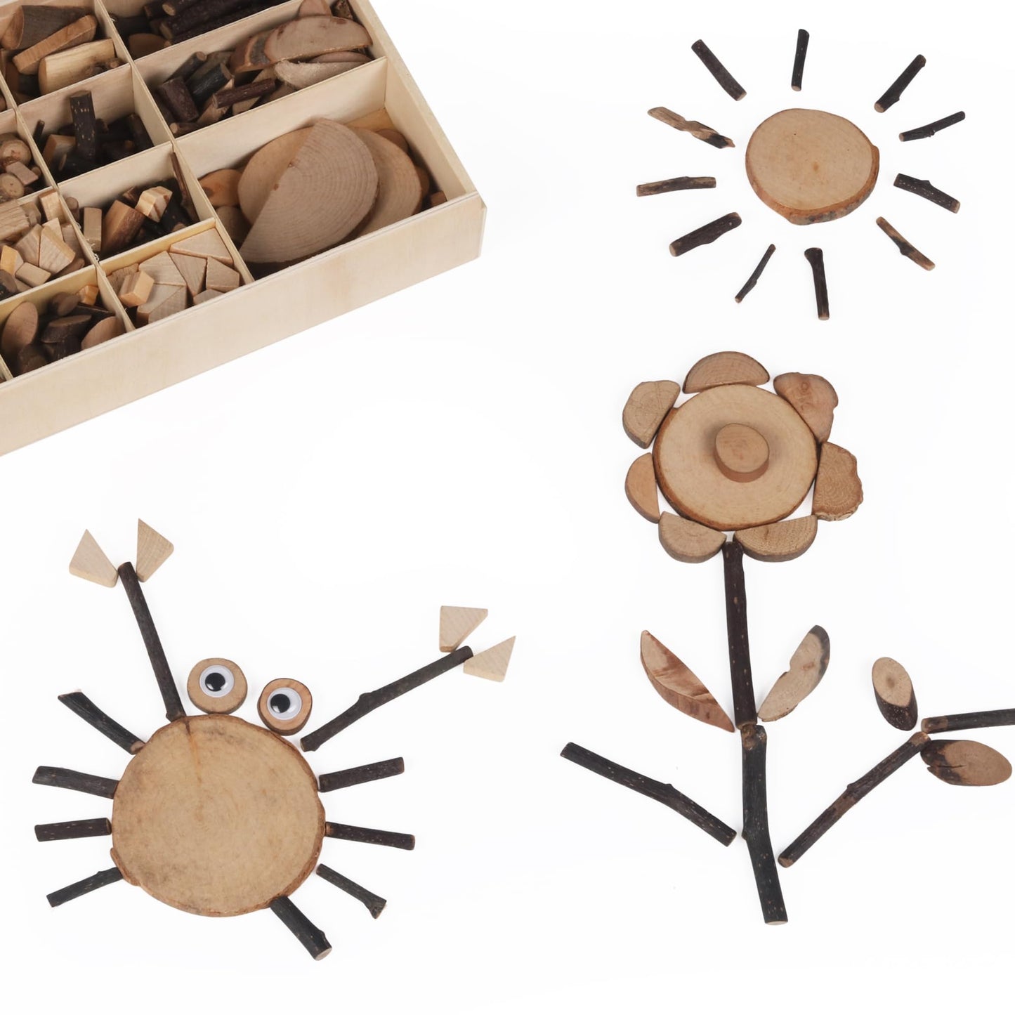 Candywood Wooden Unfinished Craft Kits Toy,Unfinished Natural Wood Slices Loose Part Play,DIY Wood Slices Kit for Toddler 3+ (UN_S)