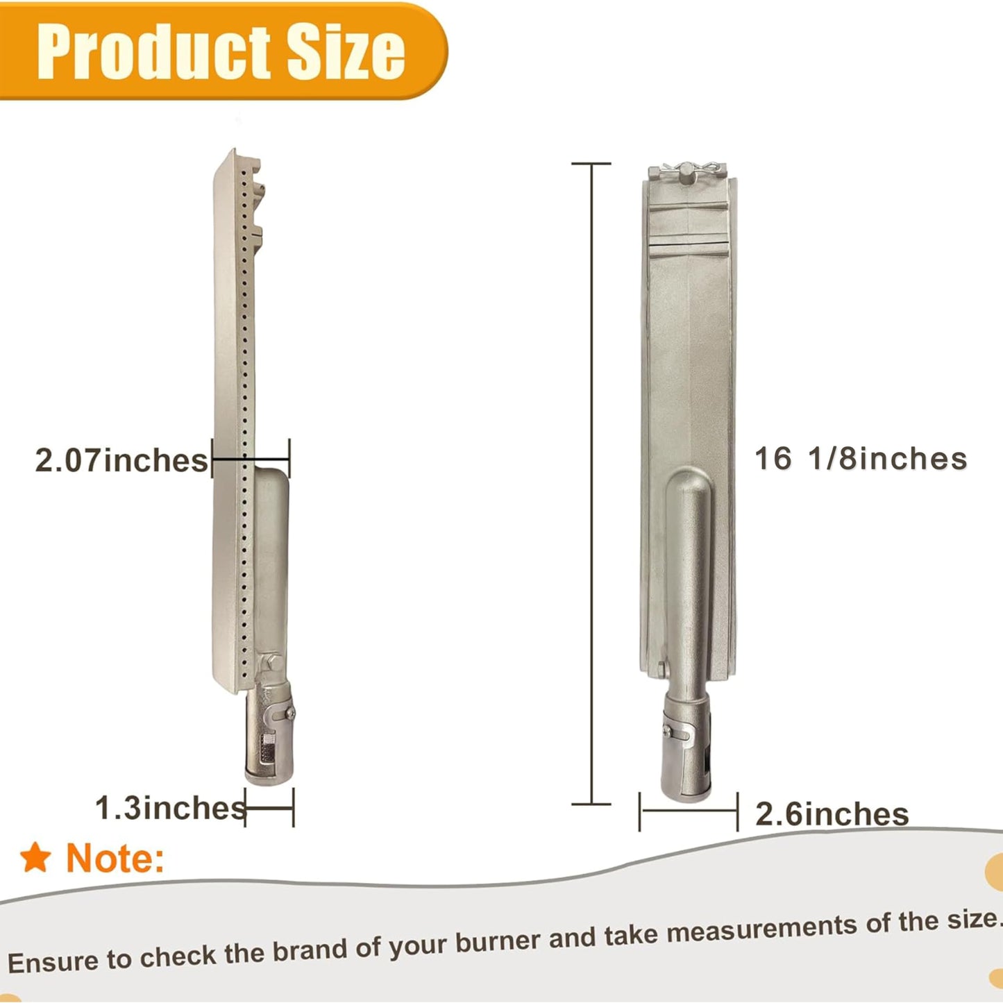 4-Set Heavy Duty Cast Stainless Steel Grill Burners for Bull, Grill Replacement Parts for Bull, Blaze, Cal Flame, Lion, Grilljob, Aussie, Char Broil, Turbo, Thermos, Beefeater, Jenn Air, Nexgrill, etc